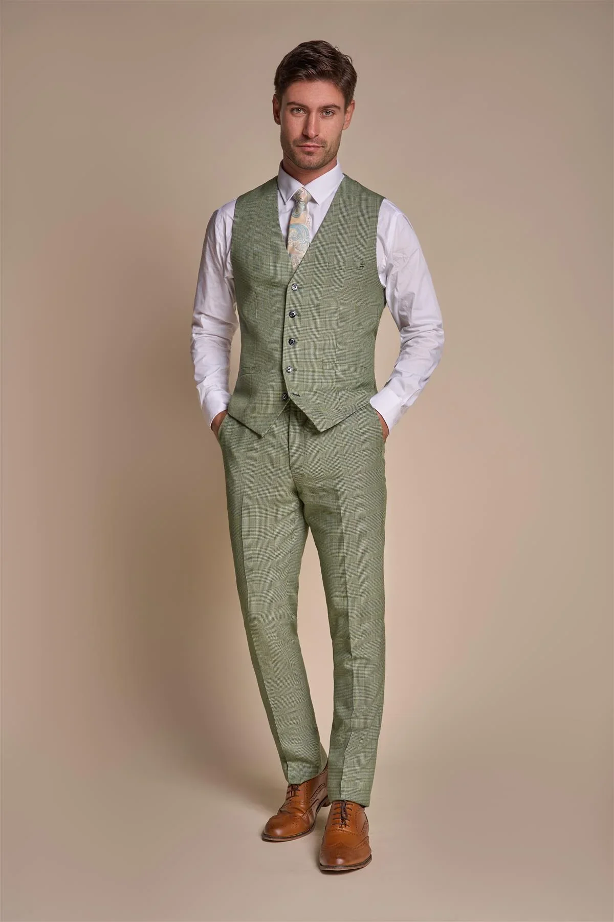 Cavani Caridi Waistcoat Sage Green - Image 3