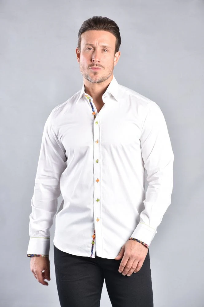 Claudio Lugli CP6969 Classic Signature Plain Shirt - White - Image 2