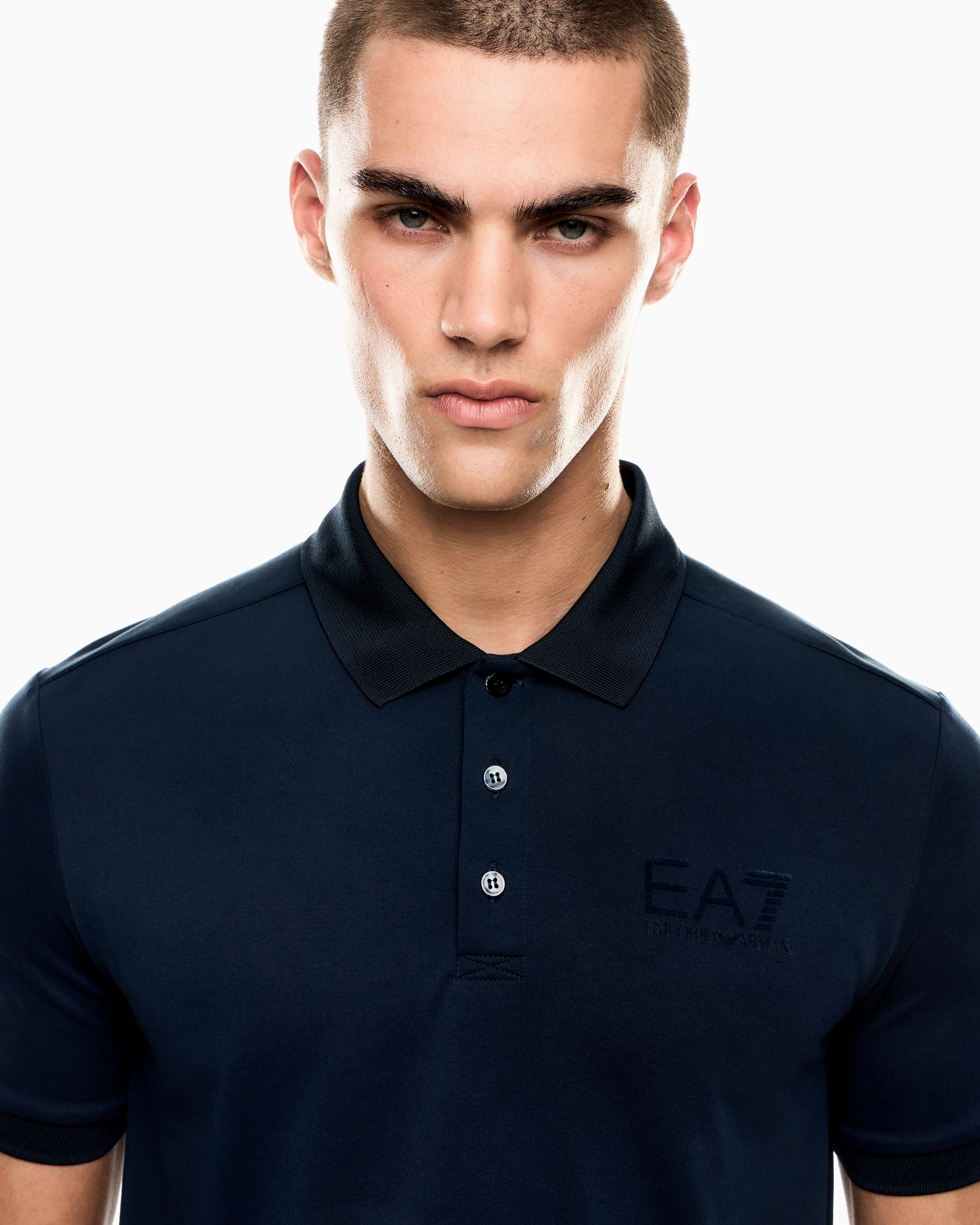 EA7 Emporio Armani 7M000758 Train Lux Identity Polo Shirt - Armani Blue - Image 2