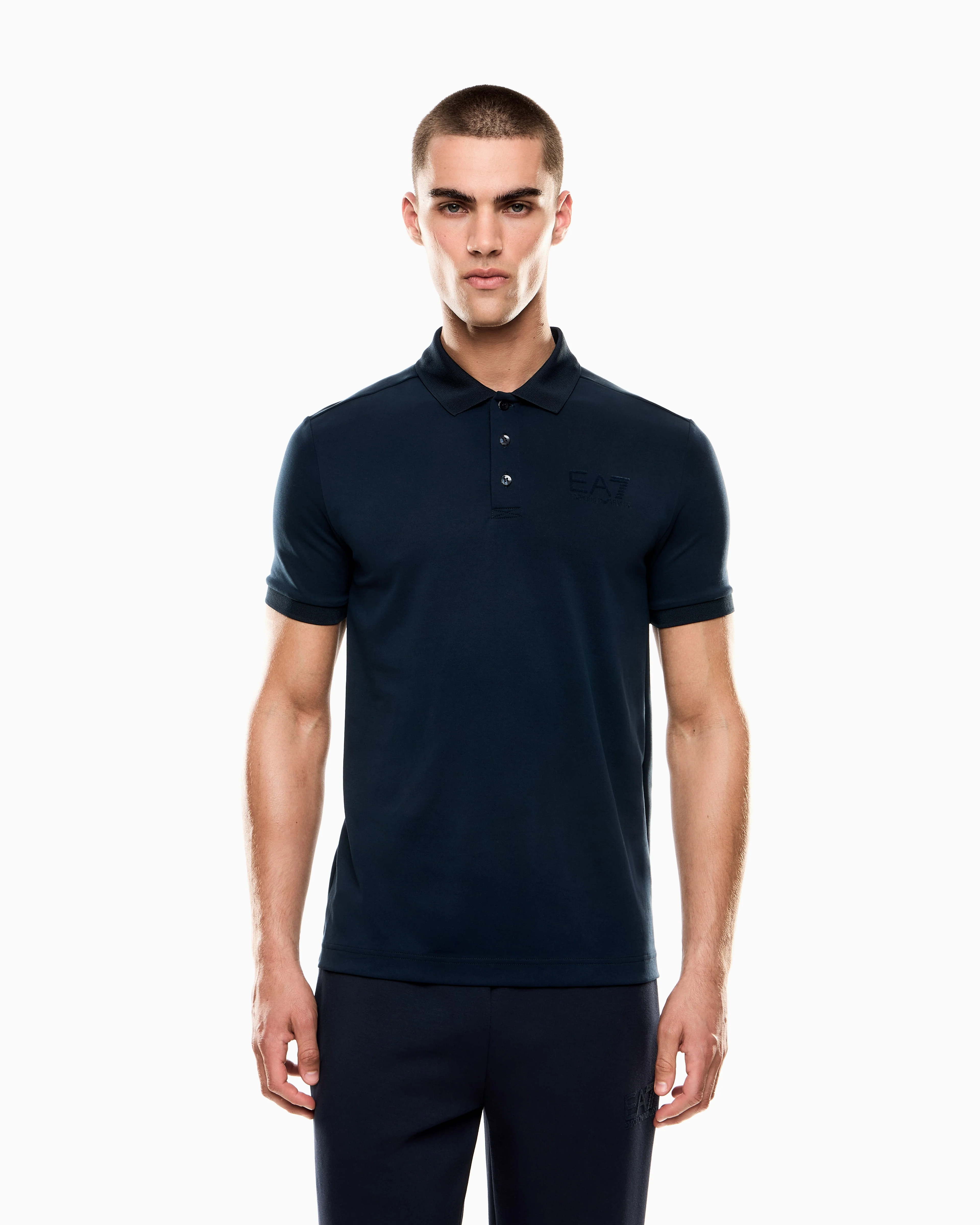 EA7 Emporio Armani 7M000758 Train Lux Identity Polo Shirt - Armani Blue - Image 3