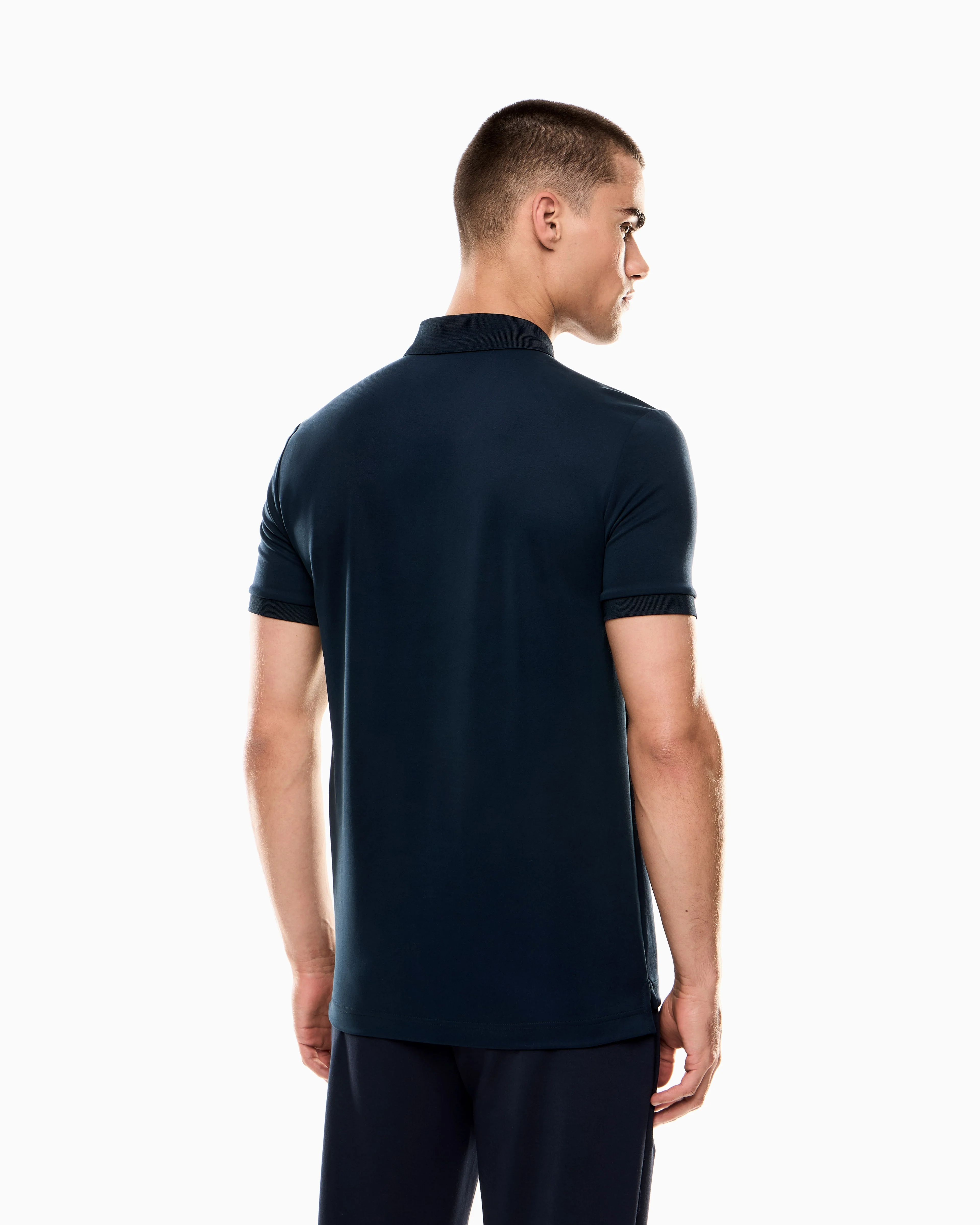EA7 Emporio Armani 7M000758 Train Lux Identity Polo Shirt - Armani Blue - Image 4