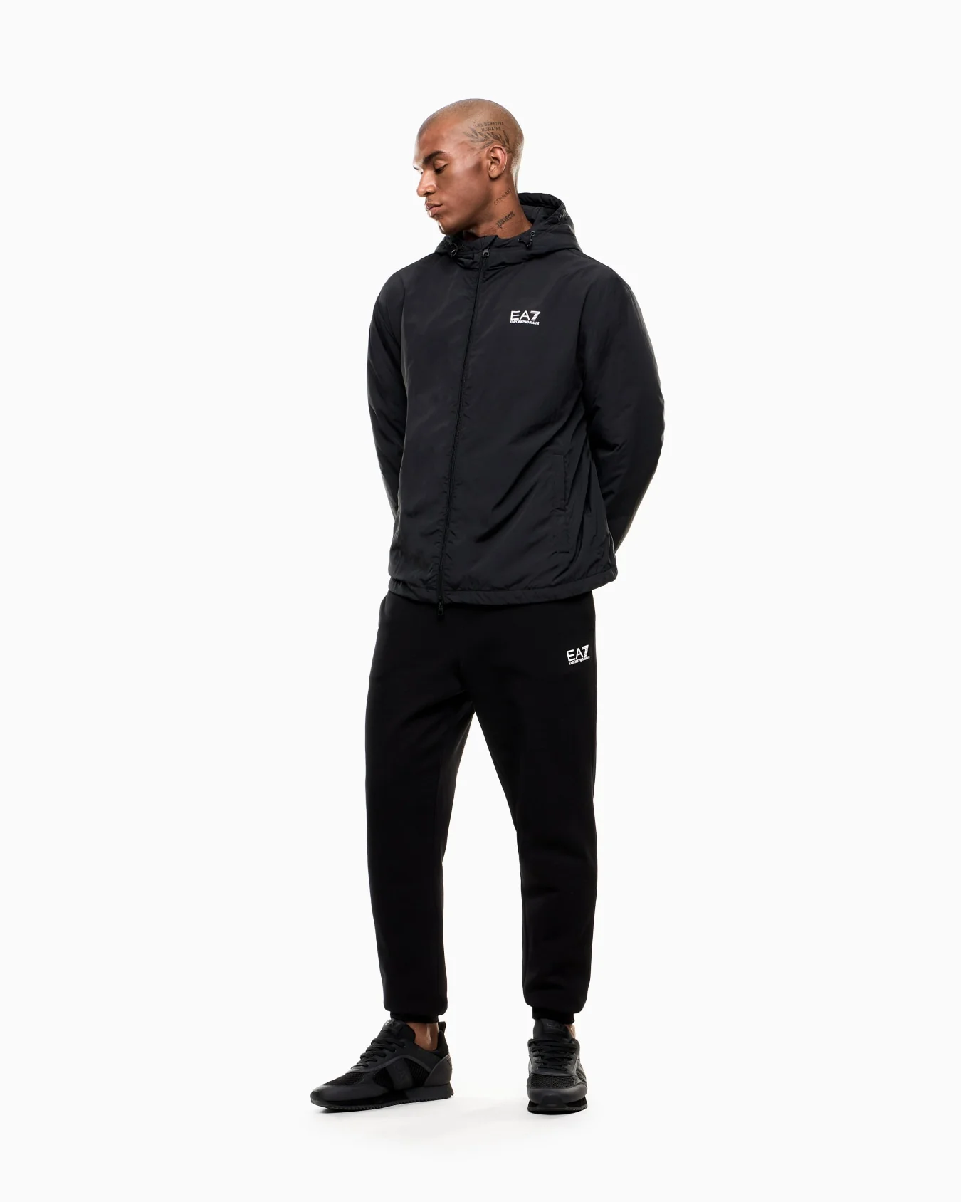 EA7 Emporio Armani 7M000790 Core Identity Nylon Hooded Sweatshirt - Black - Image 5