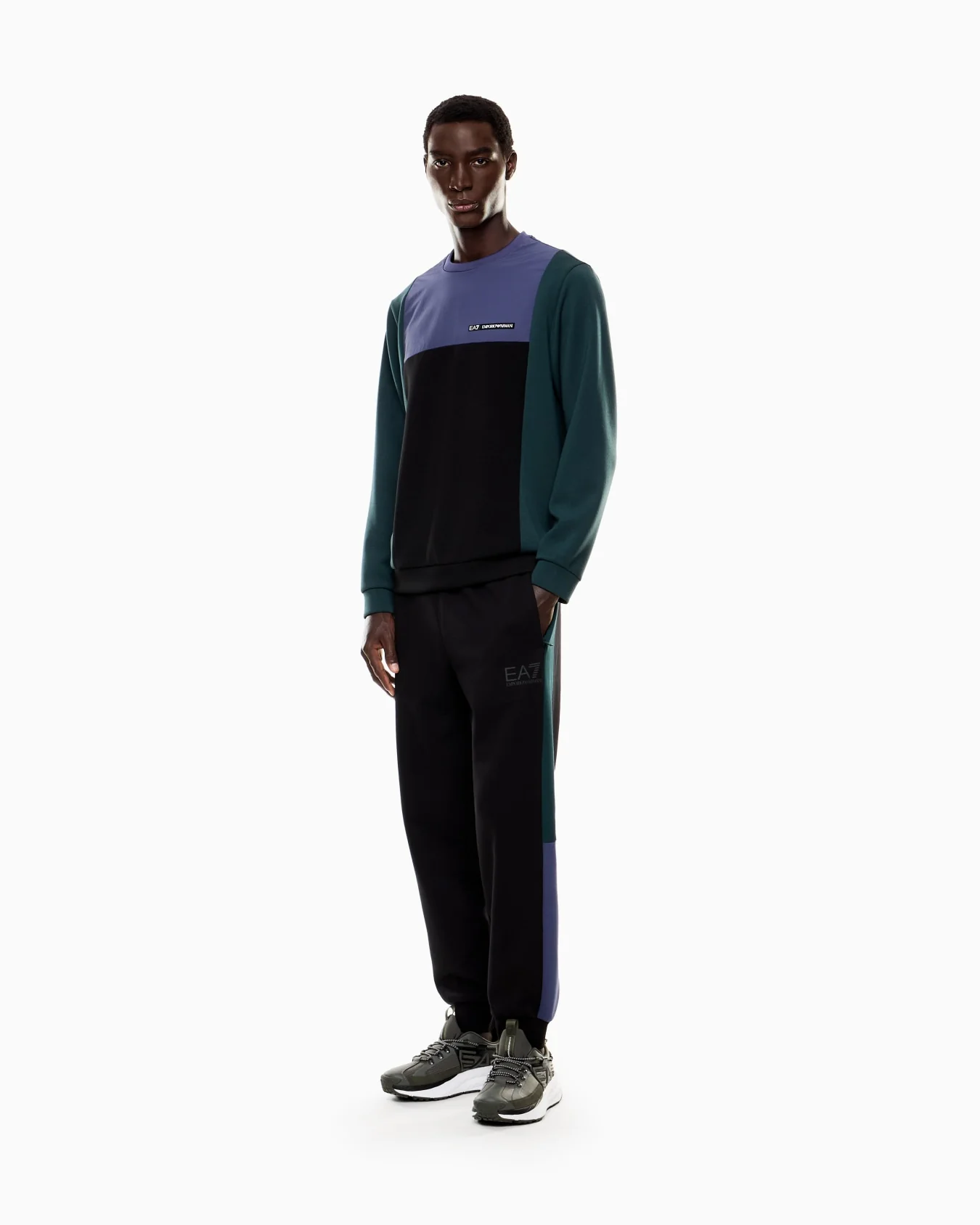 EA7 Emporio Armani 7M000945 ASV Athletic Colour Block Joggers - Black - Image 4