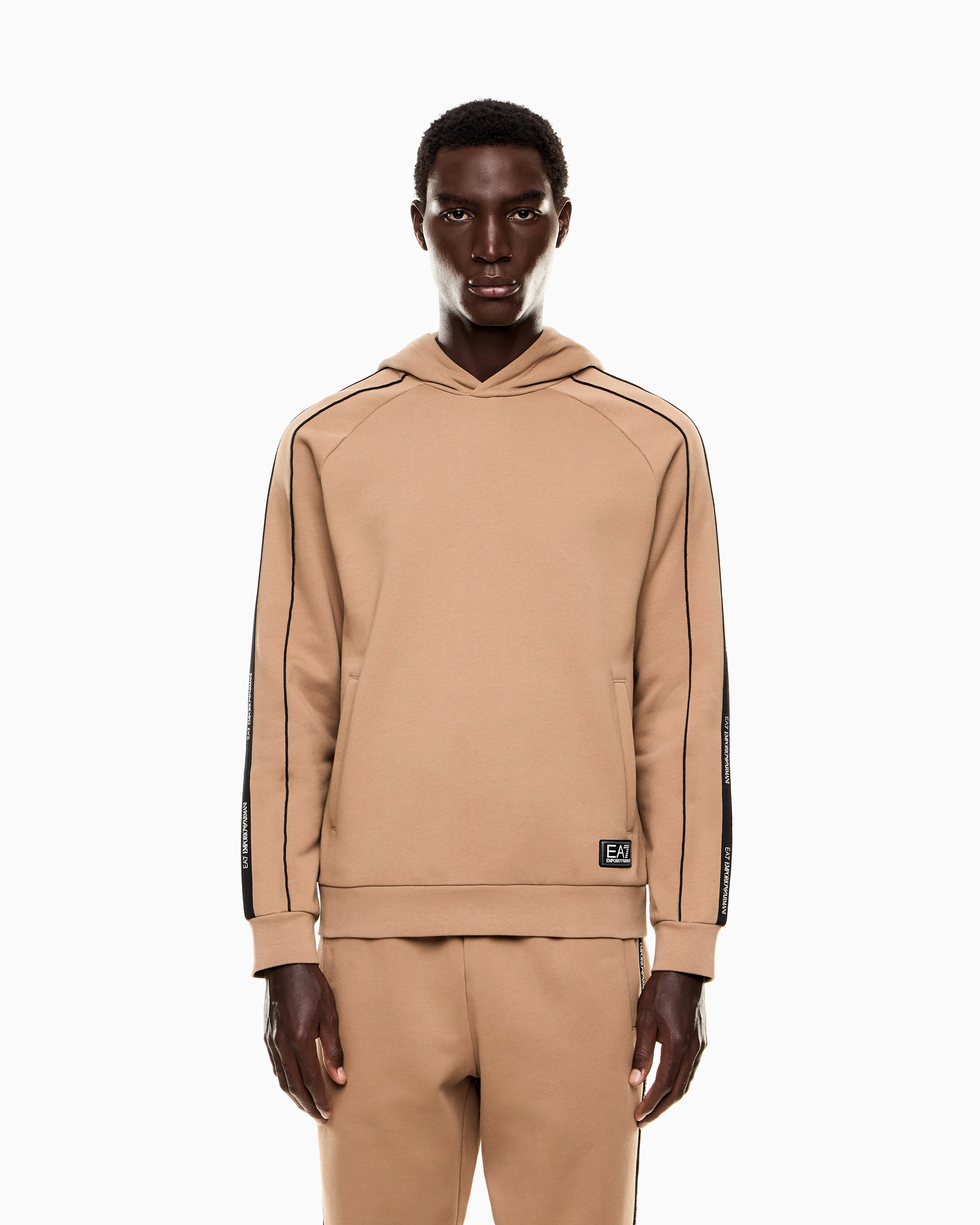 EA7 Emporio Armani 7M000972 Train Hooded Logo Series Sweatshirt - Beige - Image 2