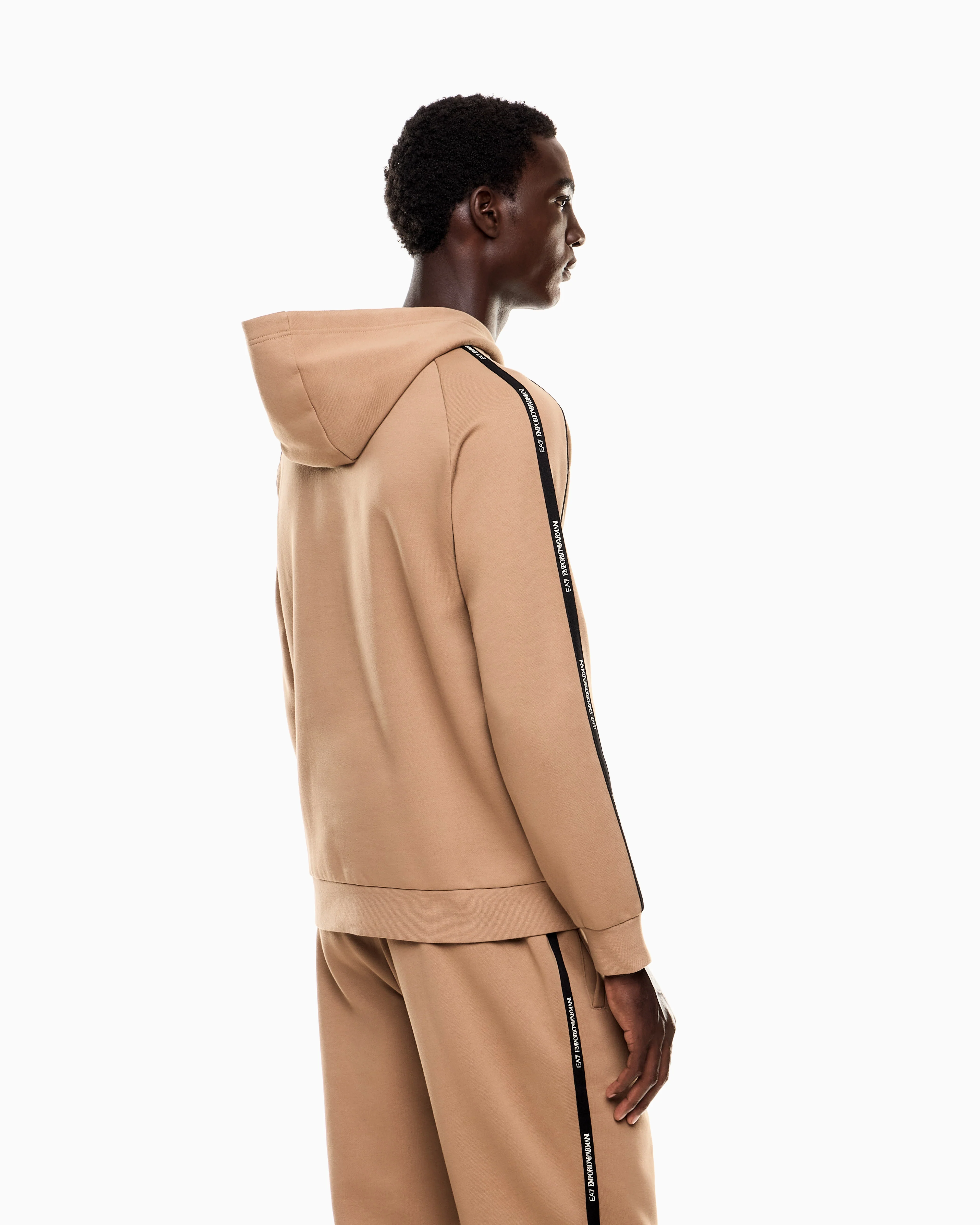 EA7 Emporio Armani 7M000972 Train Hooded Logo Series Sweatshirt - Beige - Image 3