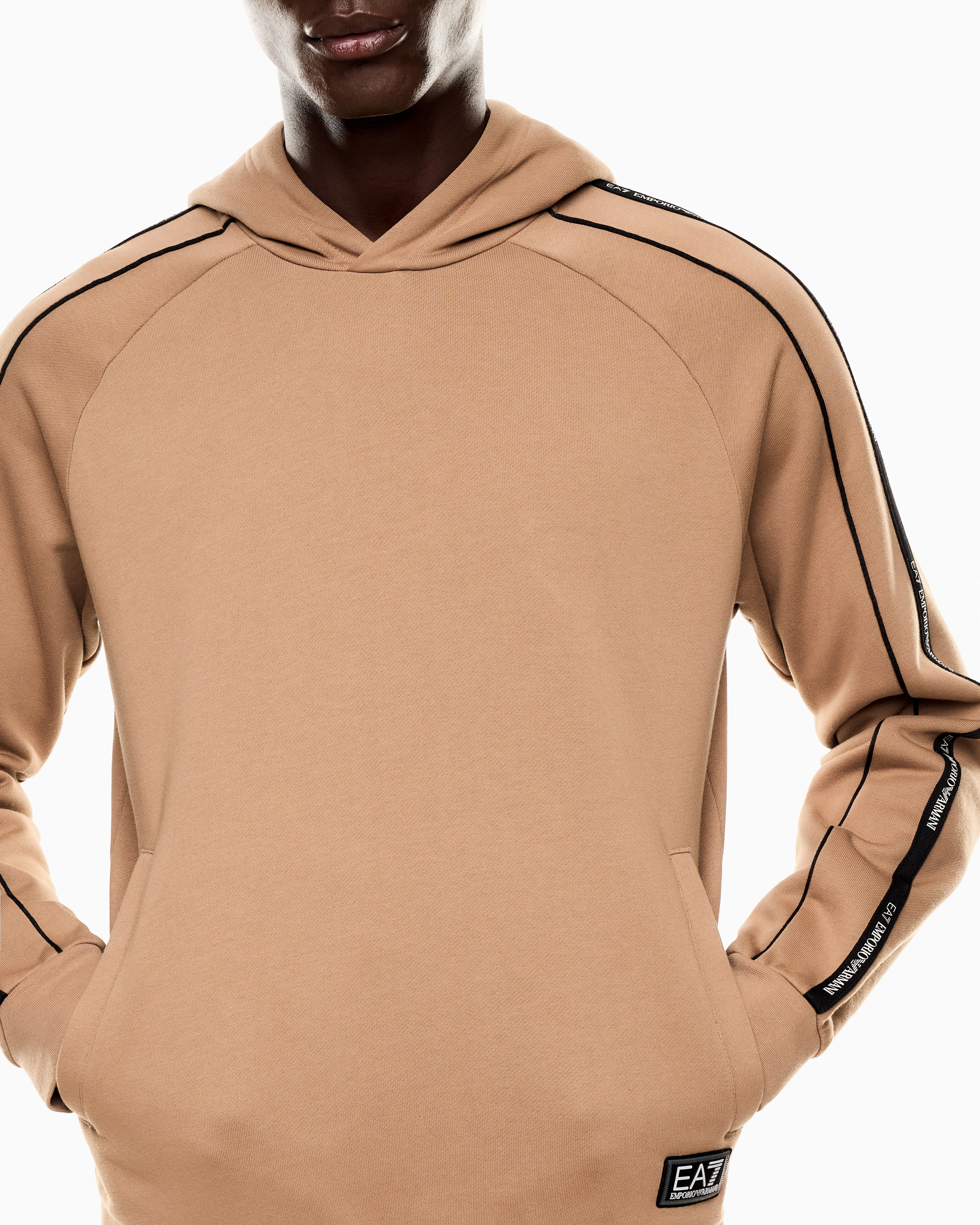 EA7 Emporio Armani 7M000972 Train Hooded Logo Series Sweatshirt - Beige - Image 4