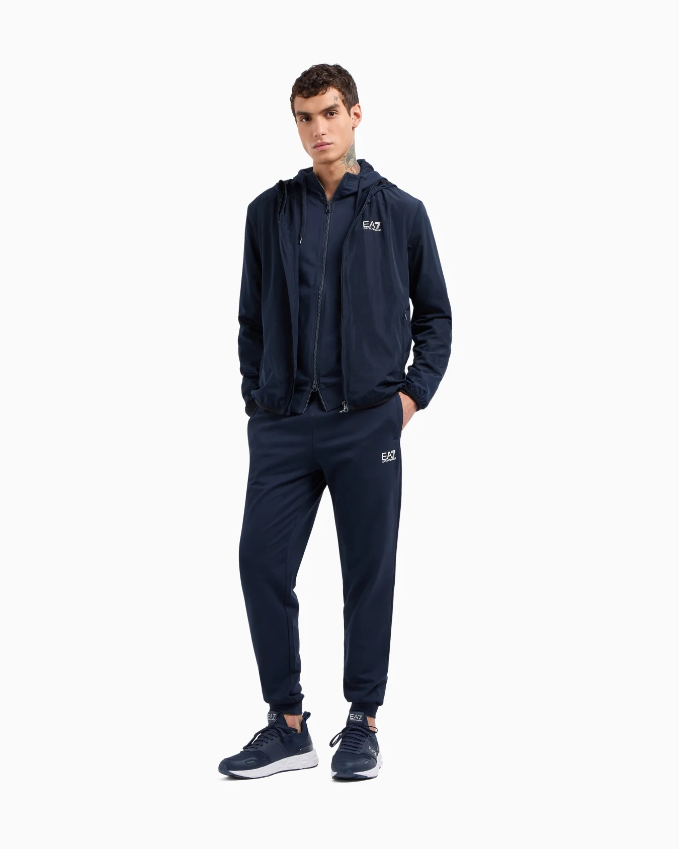 EA7 Emporio Armani 8NPB22 Core Identity Hooded Bomber Jacket - Blue - Image 4
