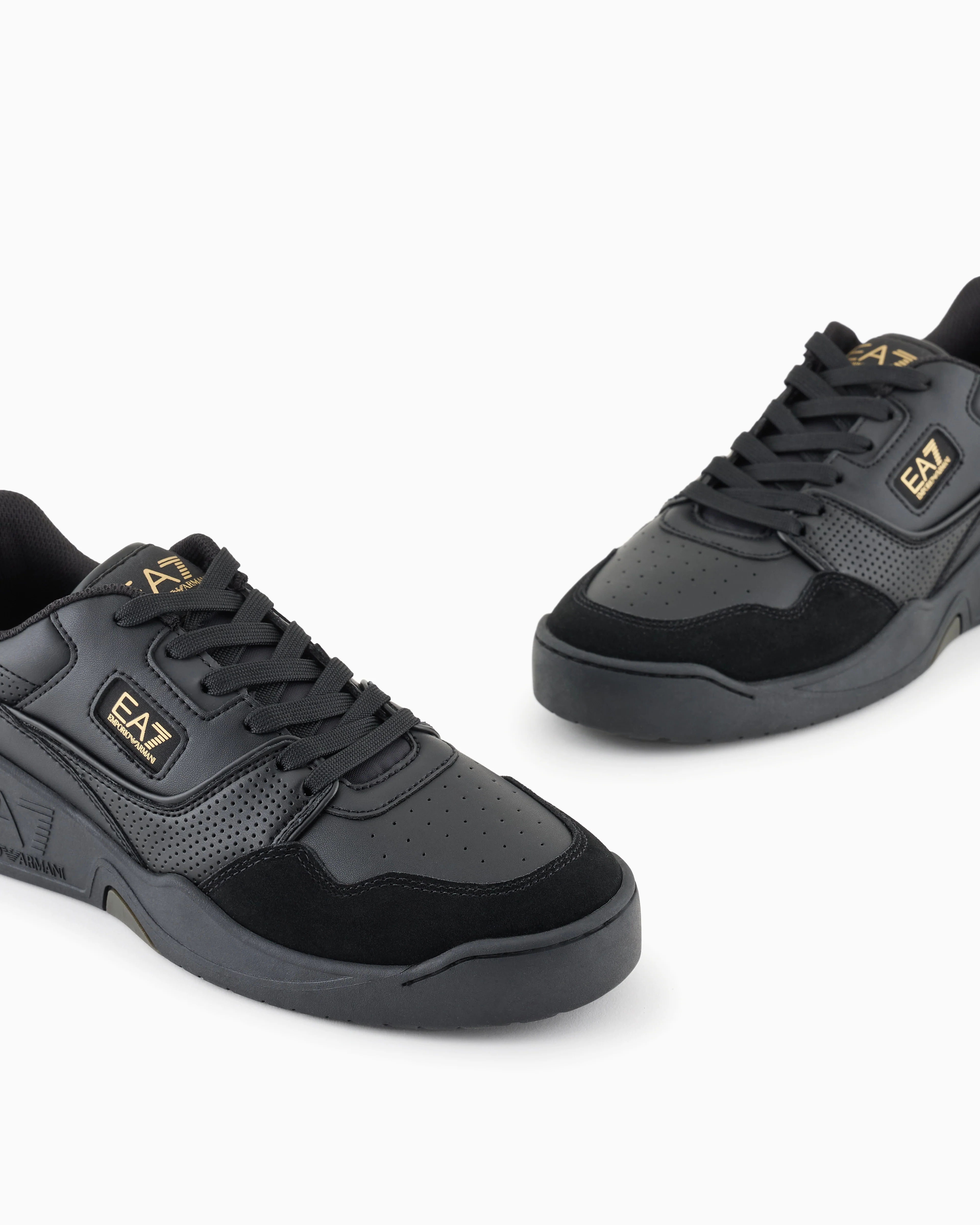 EA7 Emporio Armani X8X187 Woven Trainer Black & Gold - Image 4