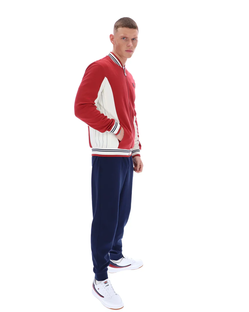 Fila LM161RN1 Settanta Baseball Track Jacket 755 - Garnet/Gardenia/Fila Navy - Image 2