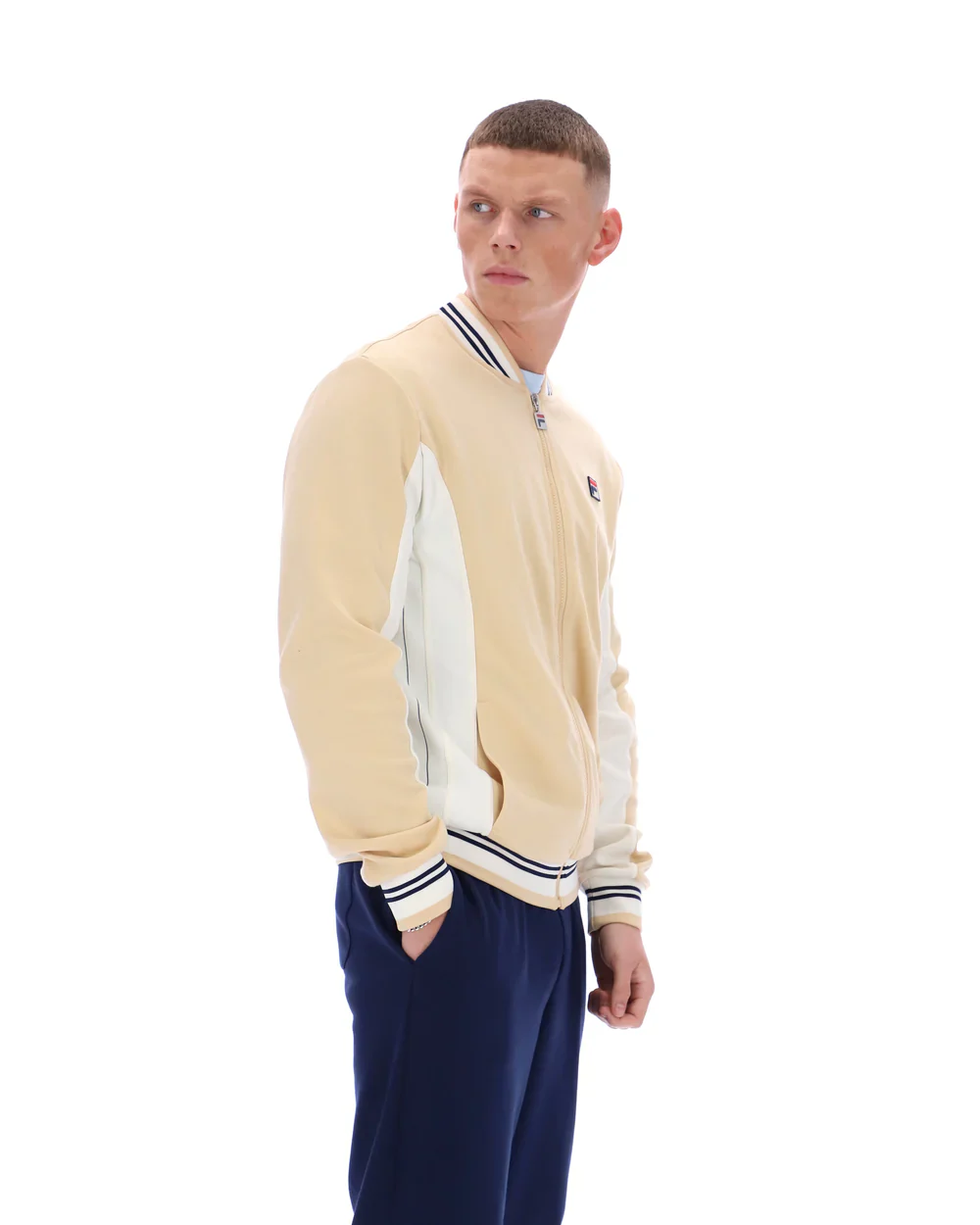 Fila LM161RN1 Settanta Baseball Track Jacket 921 - Classic Beige/Gardenia/Fila Navy - Image 2