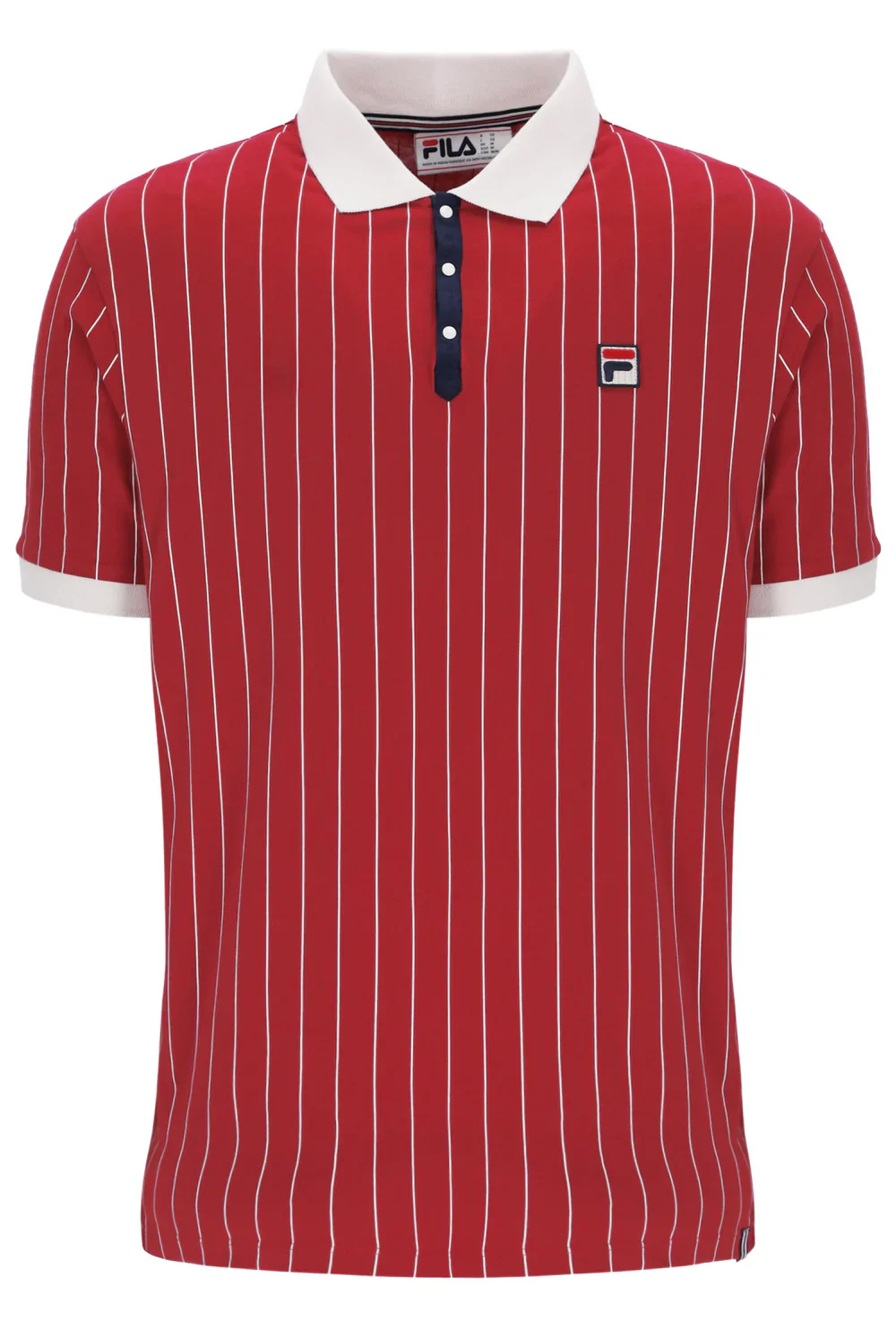 Fila LM1839AT Classic Vintage Striped Polo T-Shirt 755 - Garnet/Gardenia/Fila Navy - Image 5