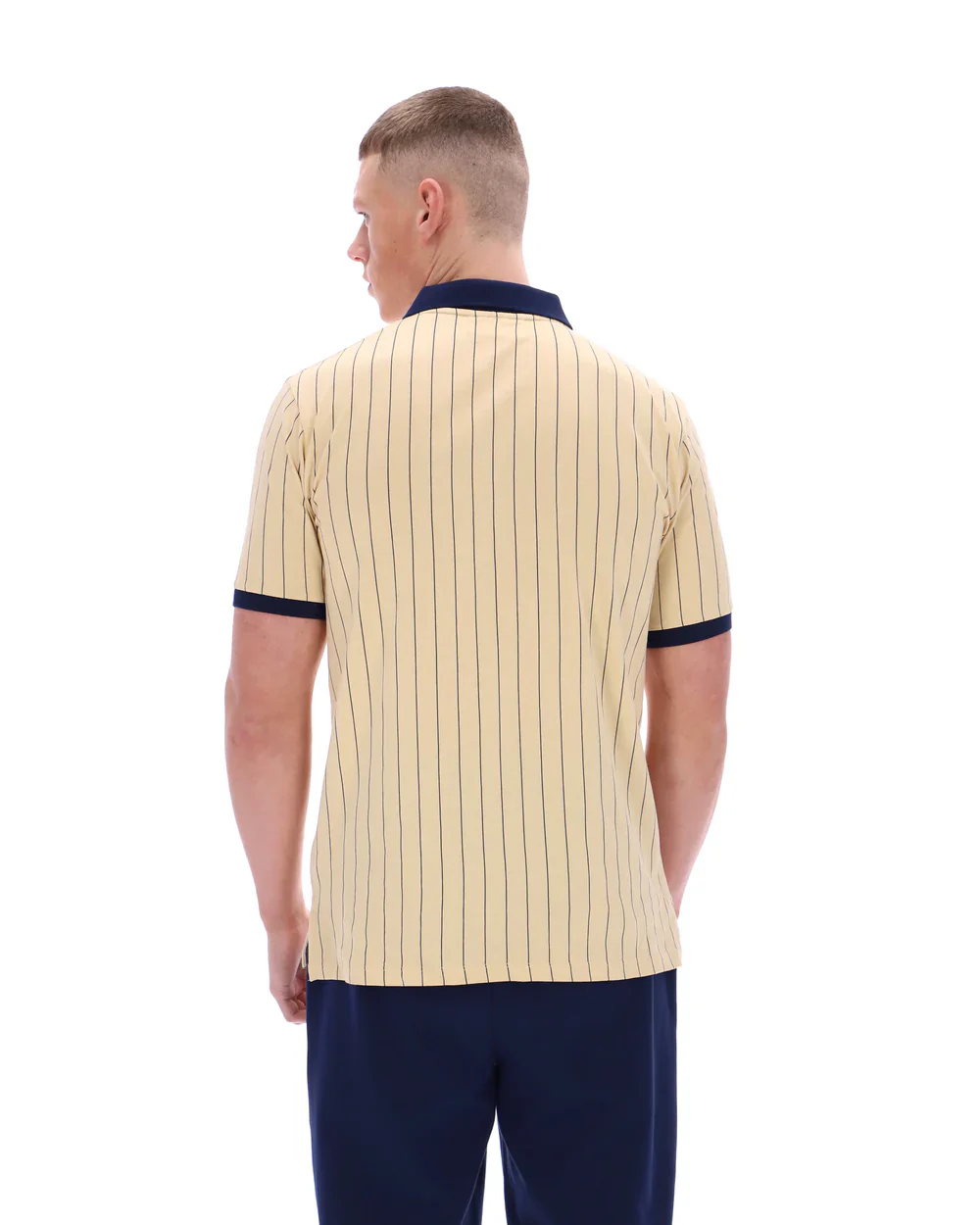 Fila LM1839AT Classic Vintage Striped Polo T-Shirt 921 Classic Beige/Fila Navy/Gardenia - Image 3