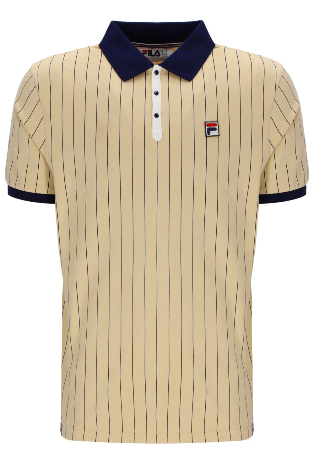 Fila LM1839AT Classic Vintage Striped Polo T-Shirt 921 Classic Beige/Fila Navy/Gardenia - Image 4