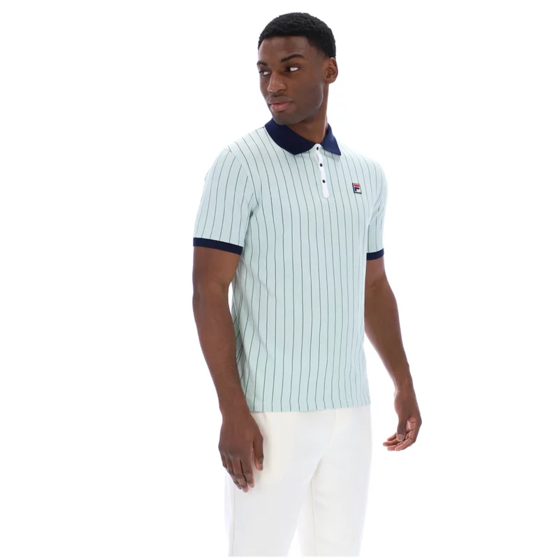 Fila LM1839AT Classic Vintage Striped Polo T-Shirt - Surf Spray/Fila Navy/White - Image 3