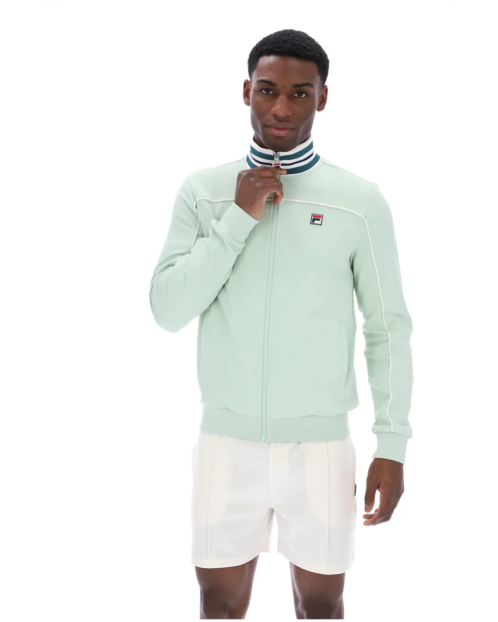 Fila SS26MH007 Federico Tipped Neck Track Jacket - Surf Spray - Image 2