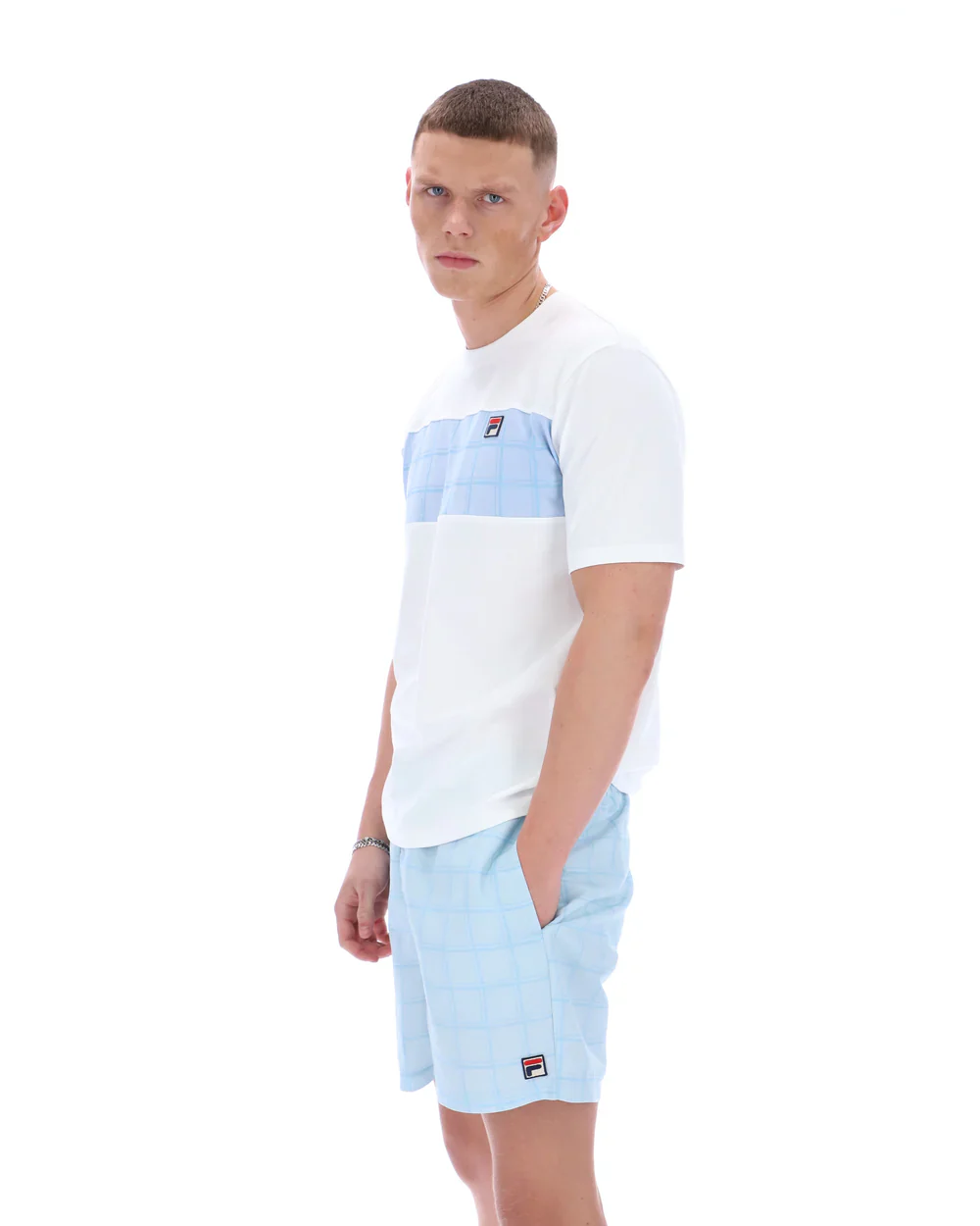 Fila SS26MH043 Mano Cut Sew Panel T-Shirt 100 - White/Skyway - Image 2