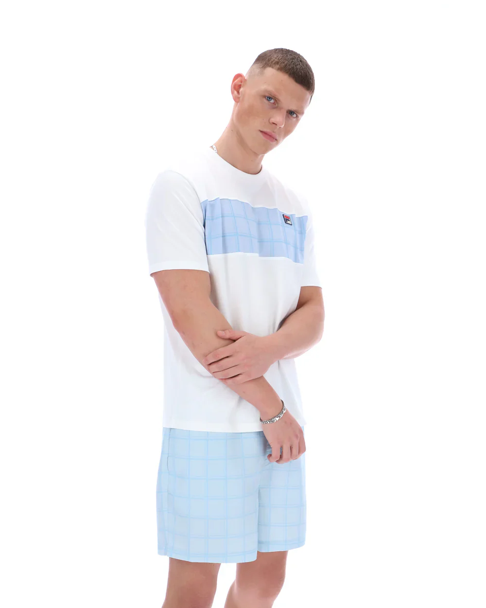 Fila SS26MH043 Mano Cut Sew Panel T-Shirt 100 - White/Skyway - Image 4