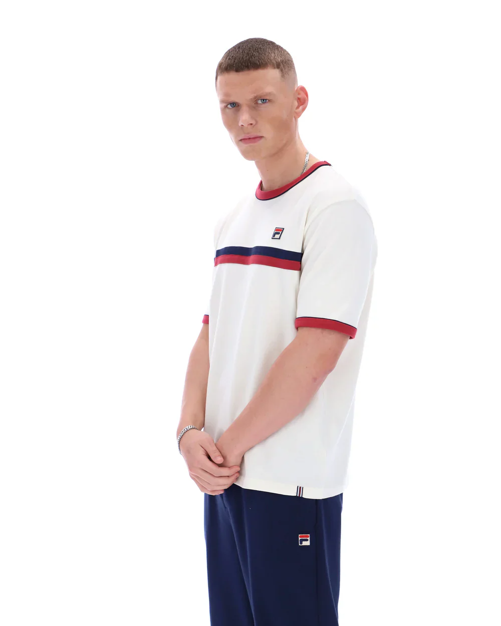 Fila SS26MH046 Rosario T-Shirt 130 - Gardenia/Garnet/Fila Navy - Image 2