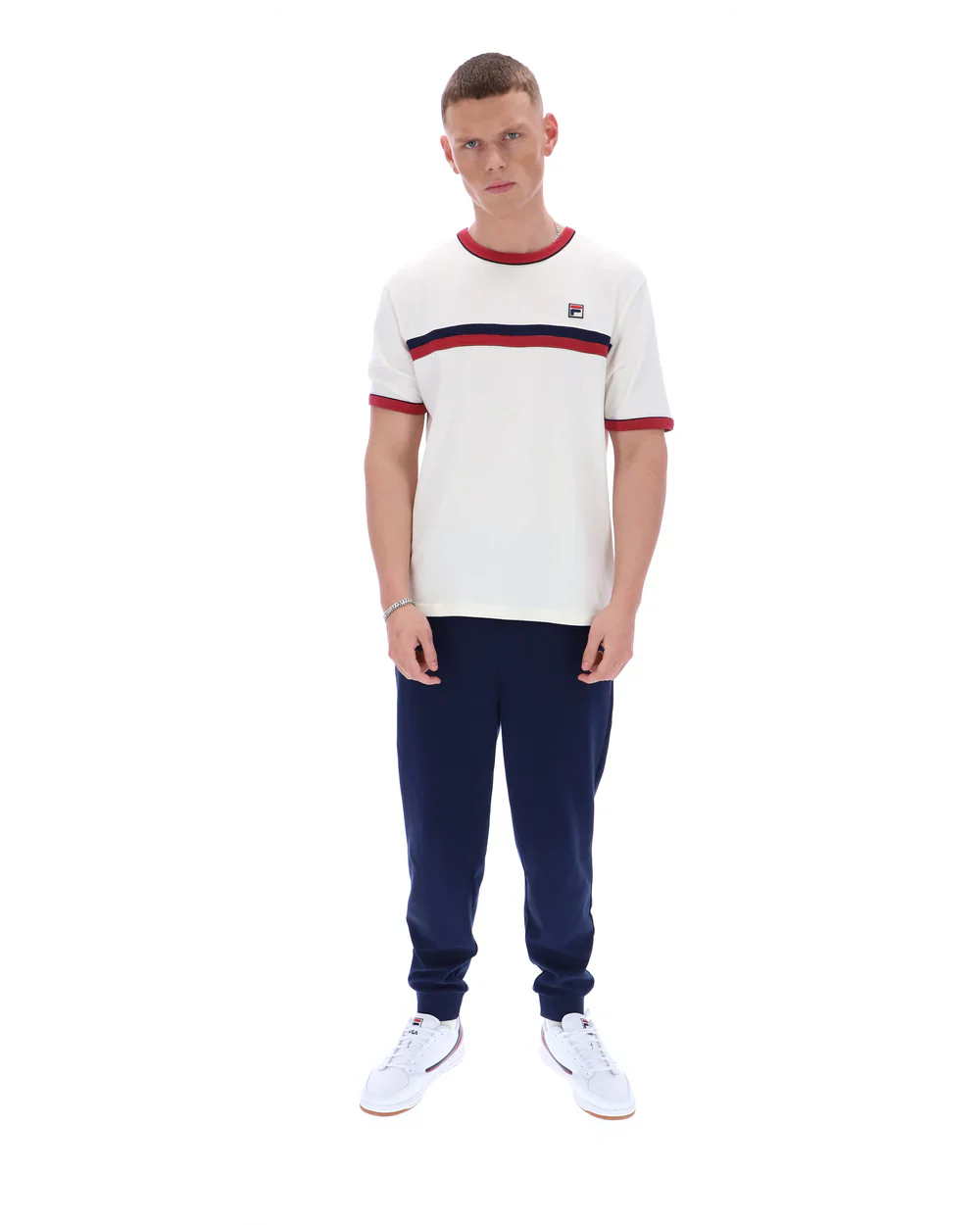 Fila SS26MH046 Rosario T-Shirt 130 - Gardenia/Garnet/Fila Navy - Image 3