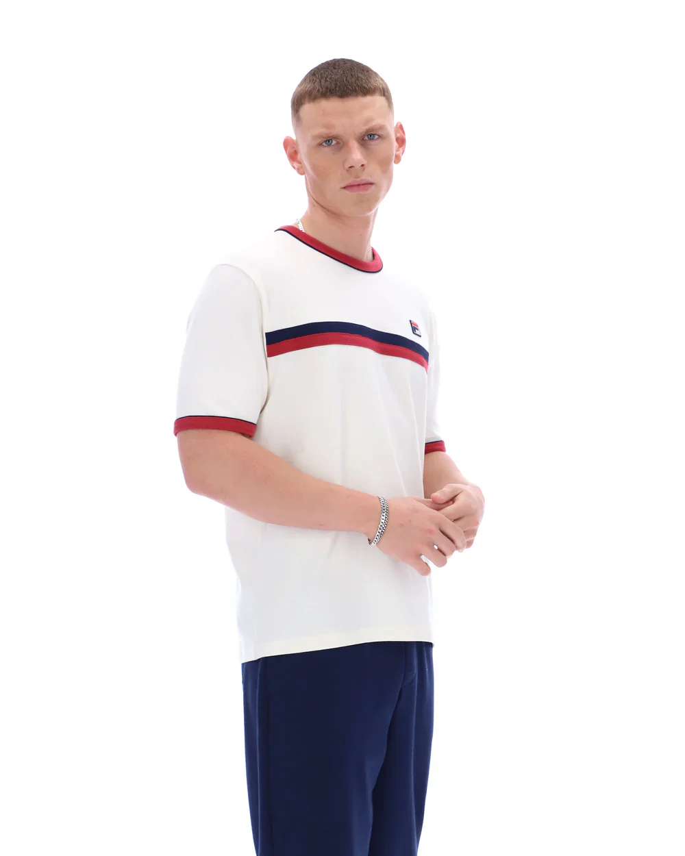 Fila SS26MH046 Rosario T-Shirt 130 - Gardenia/Garnet/Fila Navy - Image 4
