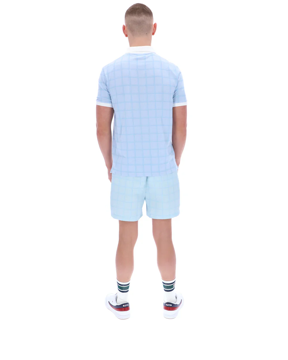 Fila SS26MH060 Ignazio Tonal Check Polo T-Shirt 137 - Skyway/Fila Navy - Image 5