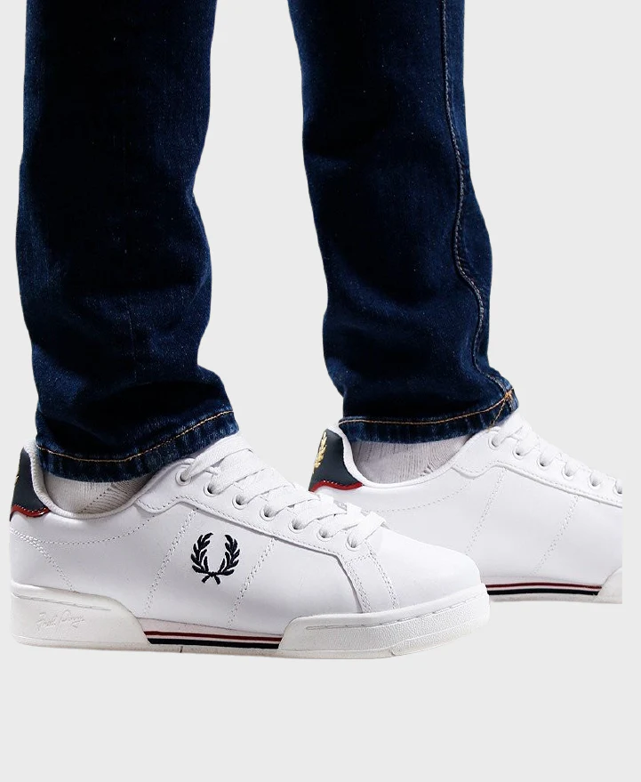 Fred Perry B6311 B722 Leather Trainers 567 White/Navy - Image 3