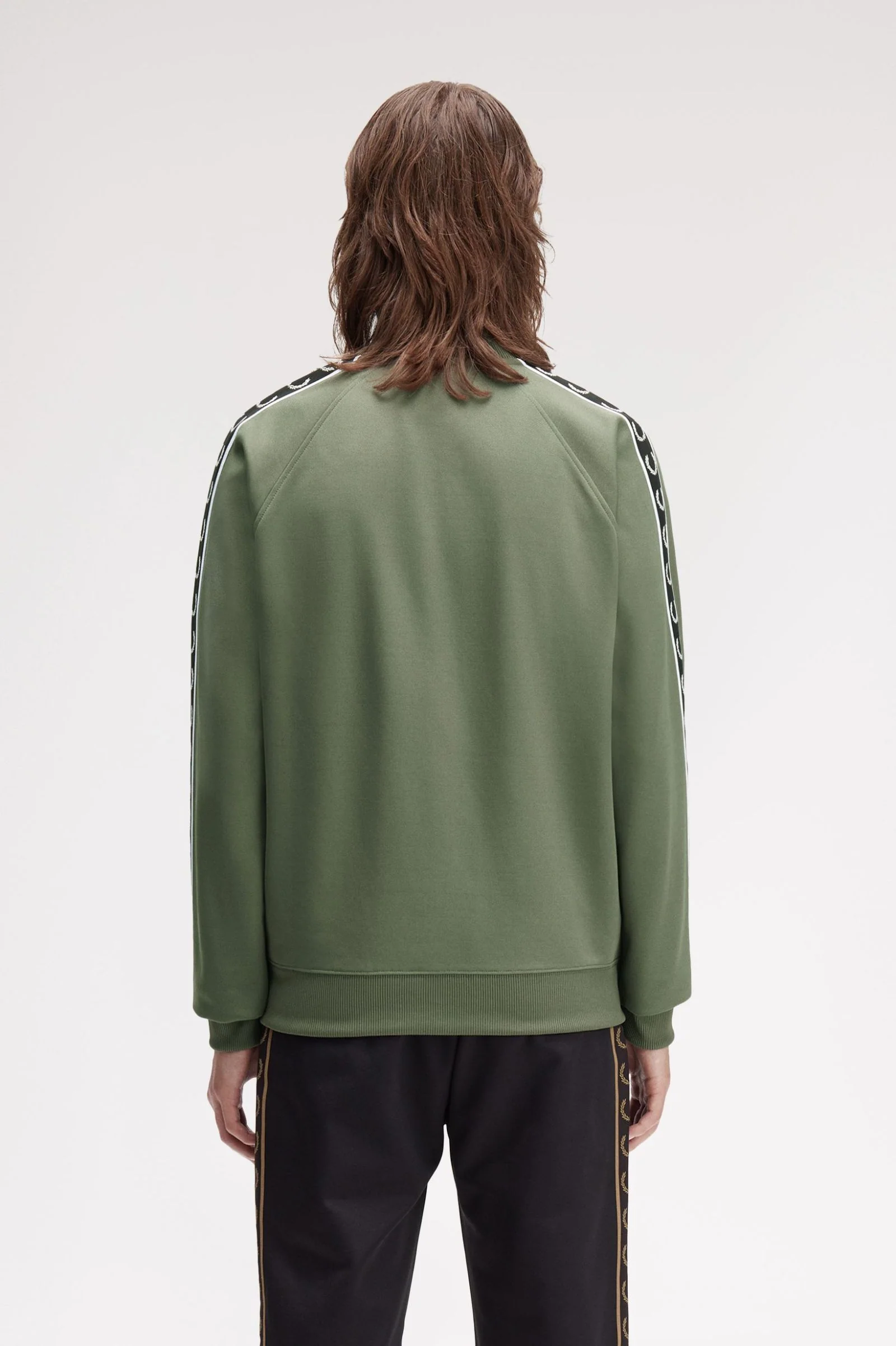 Fred Perry J4620 Taped Track Jacket Z50 Laurel Wreath Green/Black - Image 5
