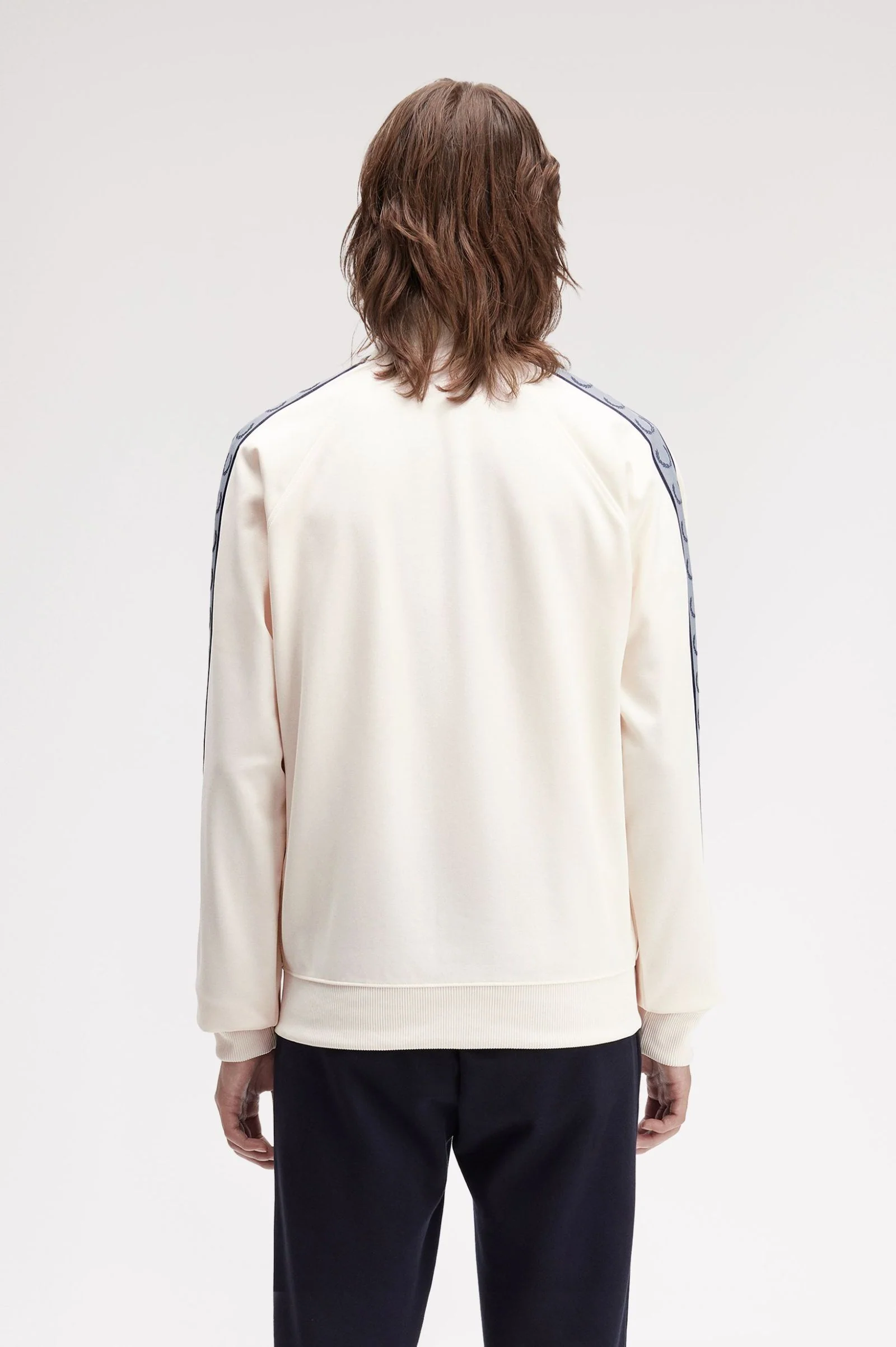 Fred Perry J5557 Contast Taped Track Jacket - Z29 Ecru/Navy - Image 3