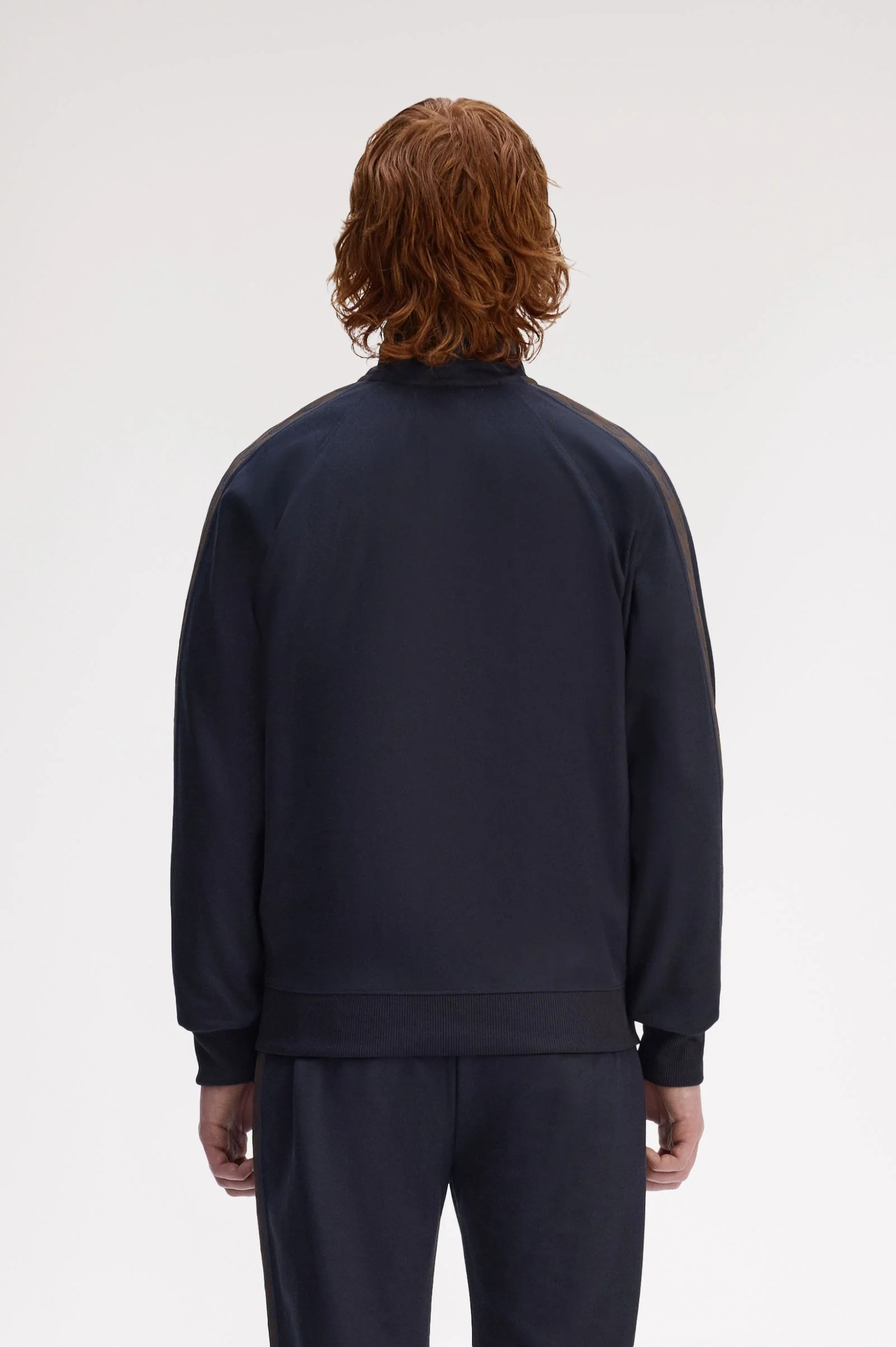Fred Perry J5557 Contrast Tape Track Jacket - 40A Navy / Burnt Tobacco - Image 3