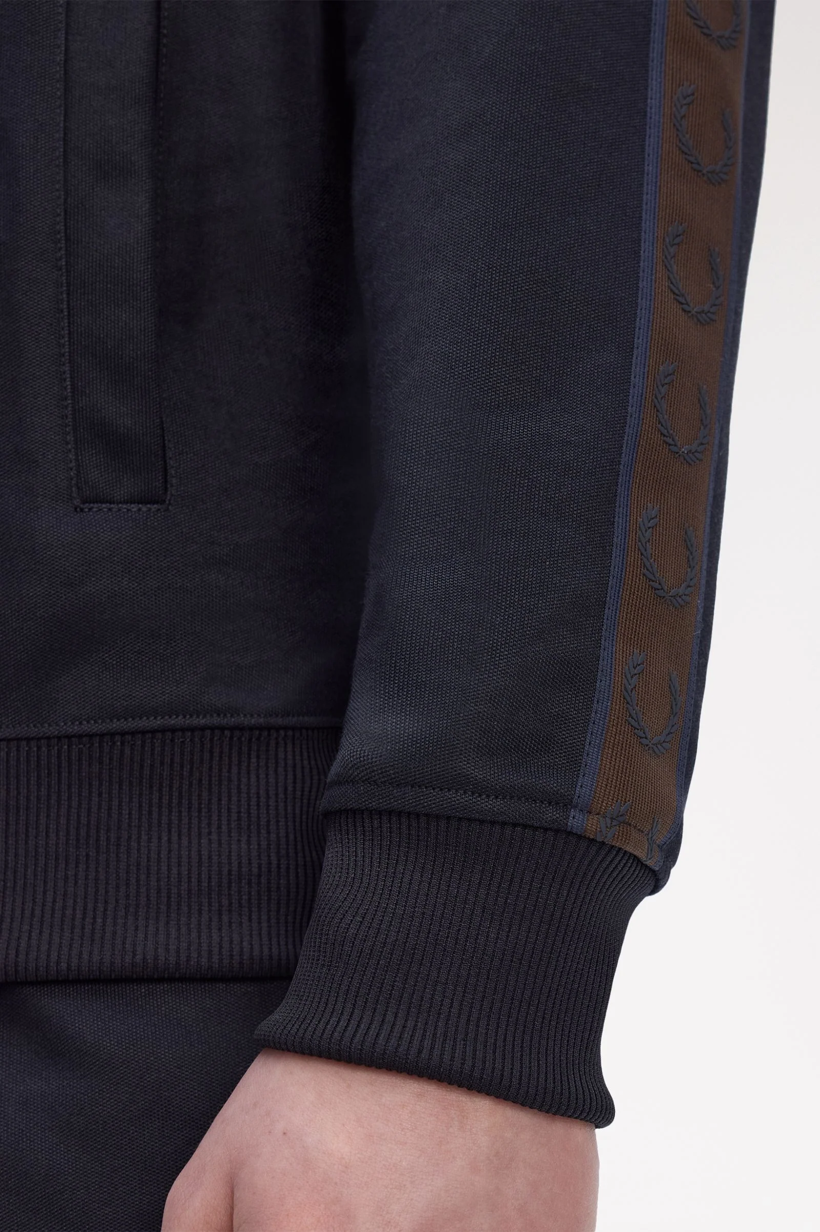 Fred Perry J5557 Contrast Tape Track Jacket - 40A Navy / Burnt Tobacco - Image 5