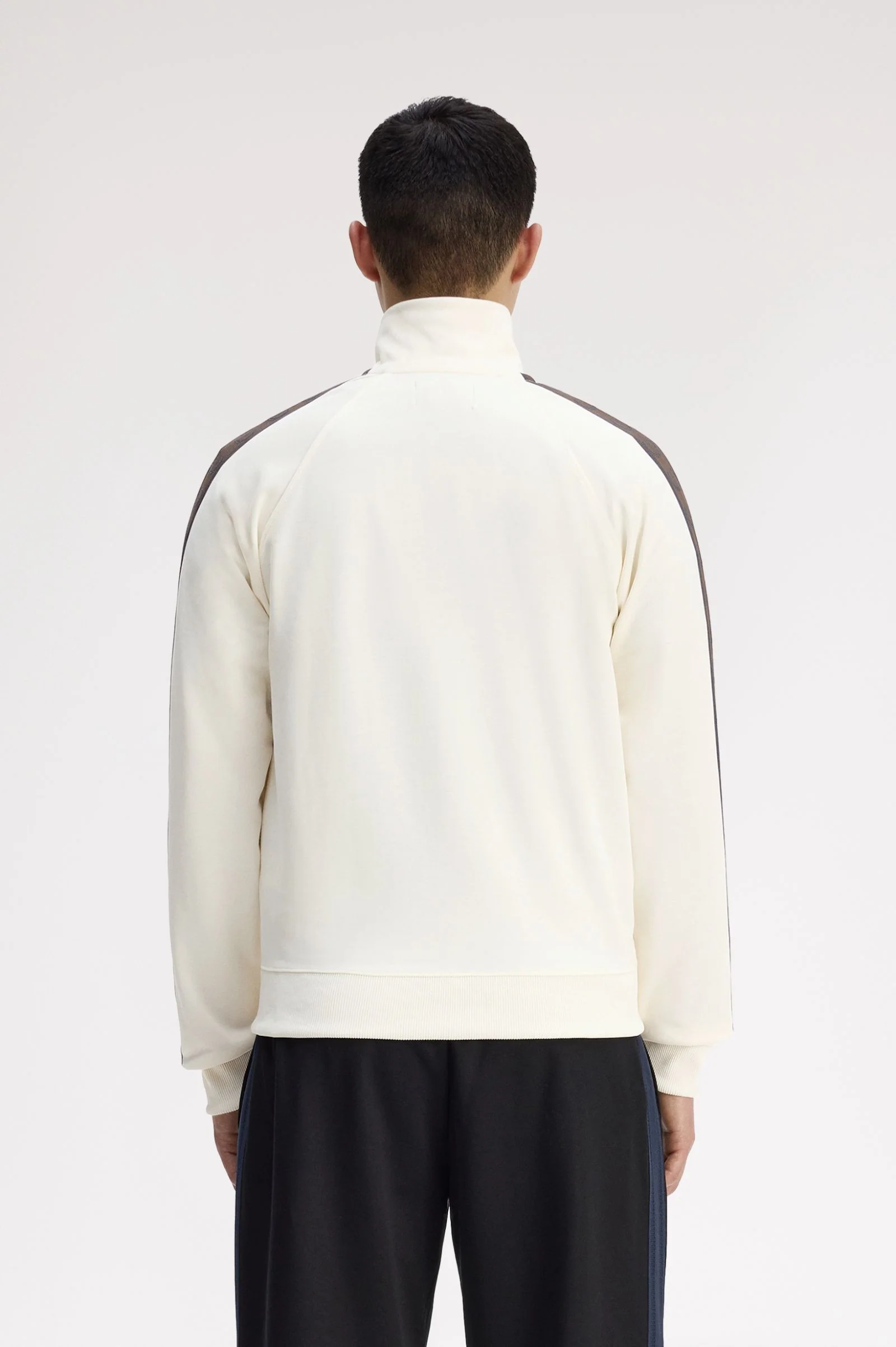 Fred Perry J5557 Contrast Tape Track Jacket - 42A Ecru/Burn Tobacco - Image 4