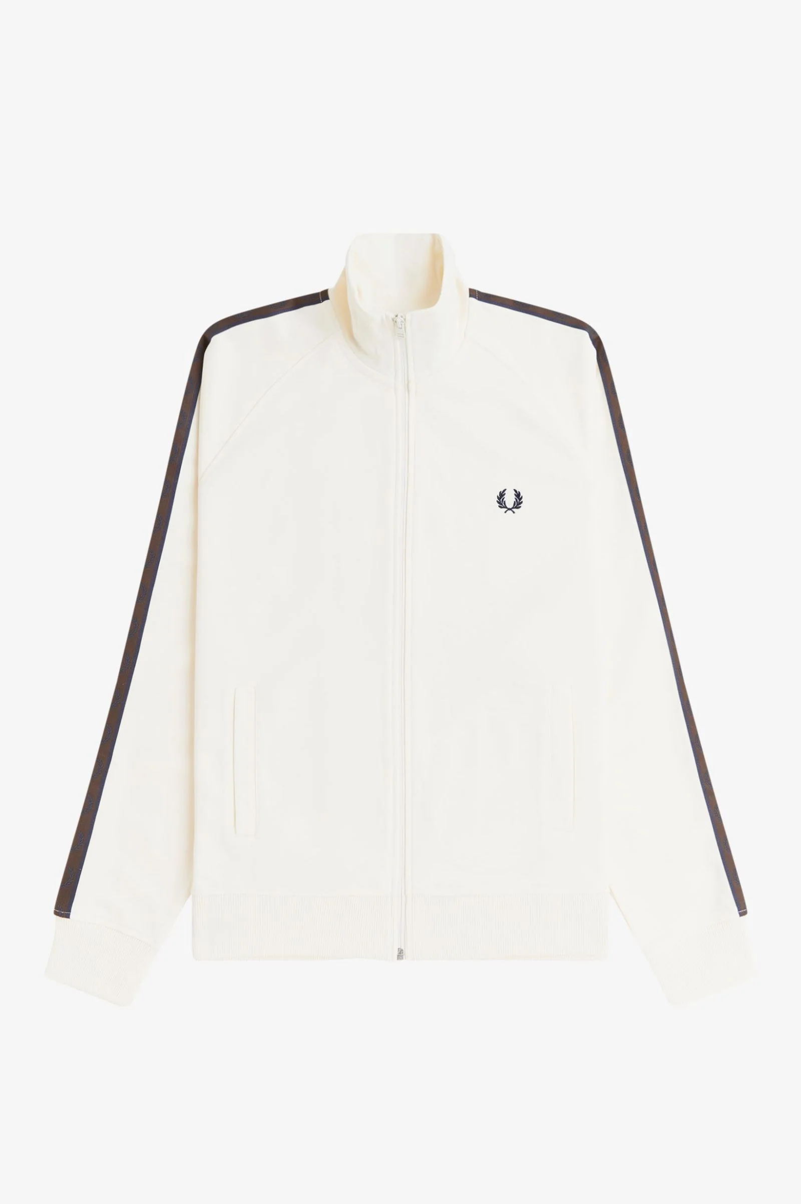 Fred Perry J5557 Contrast Tape Track Jacket - 42A Ecru/Burn Tobacco - Image 6