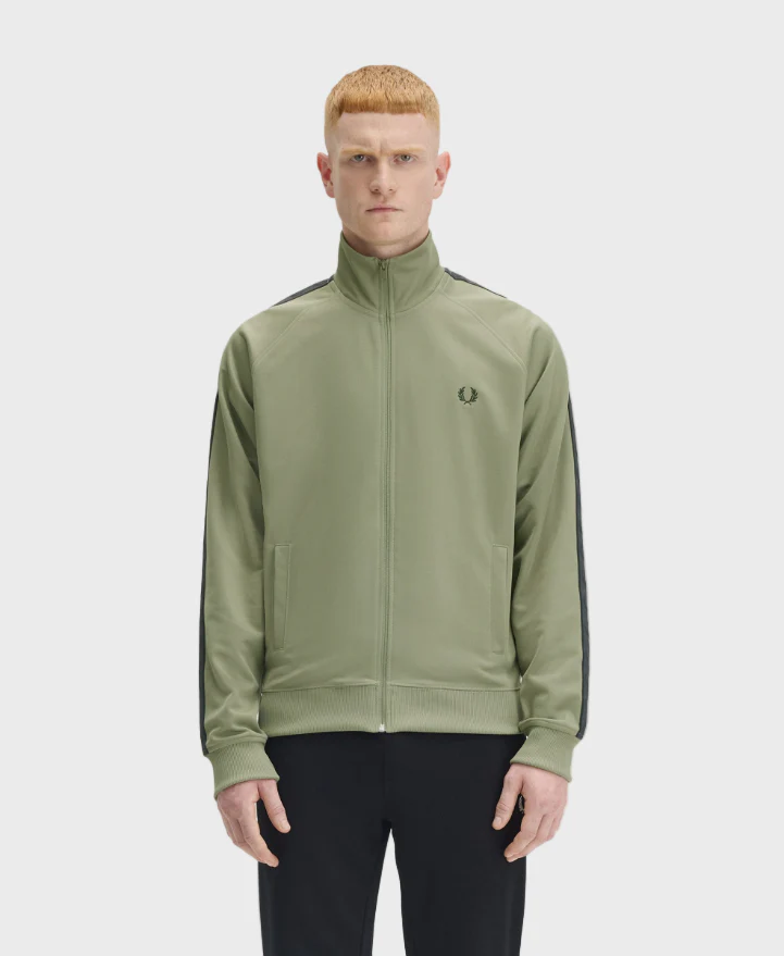 Fred Perry J5557 Contrast Tape Track Jacket - Z07 Olive/Anchor