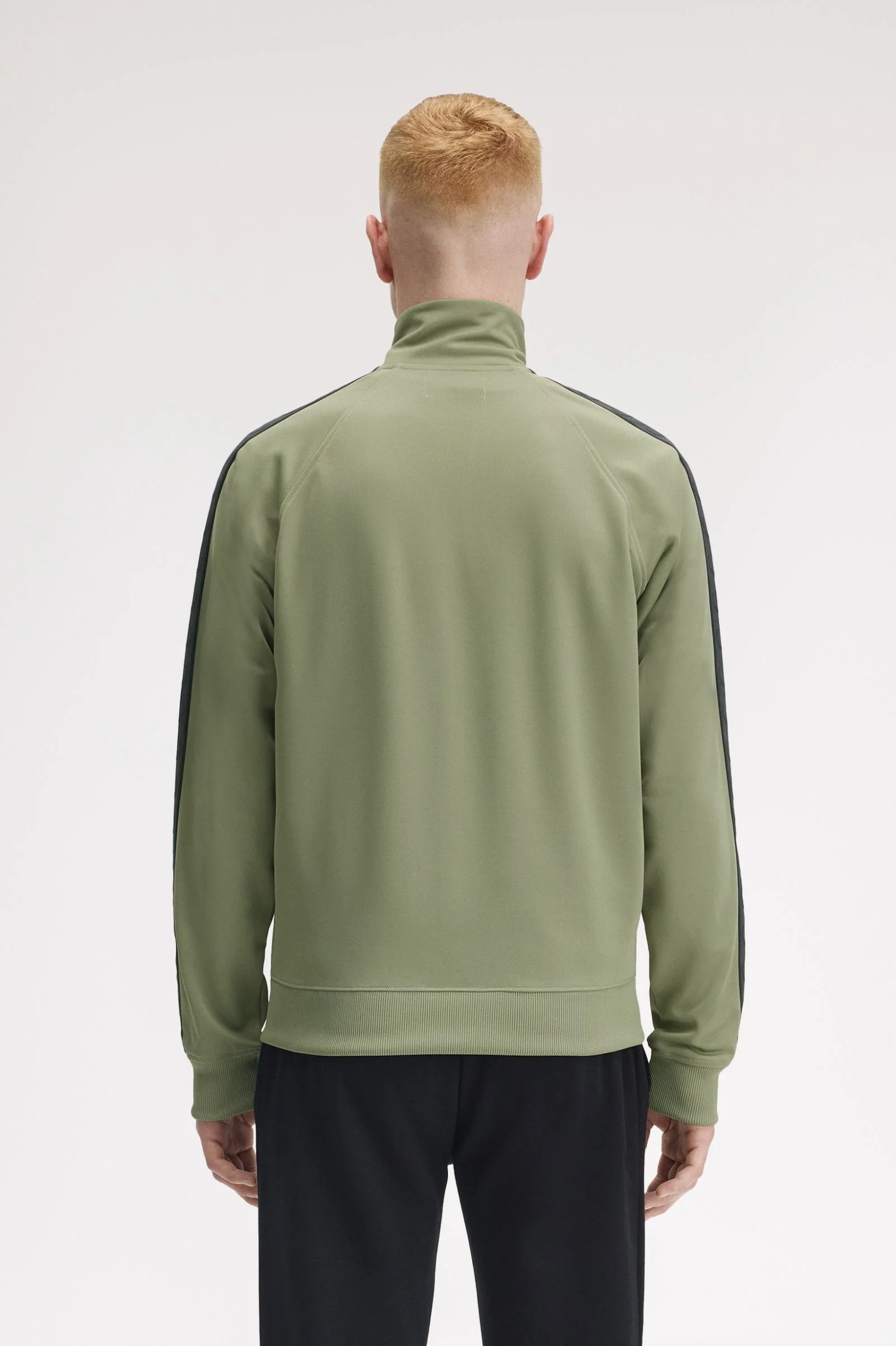 Fred Perry J5557 Contrast Tape Track Jacket - Z07 Olive/Anchor - Image 2