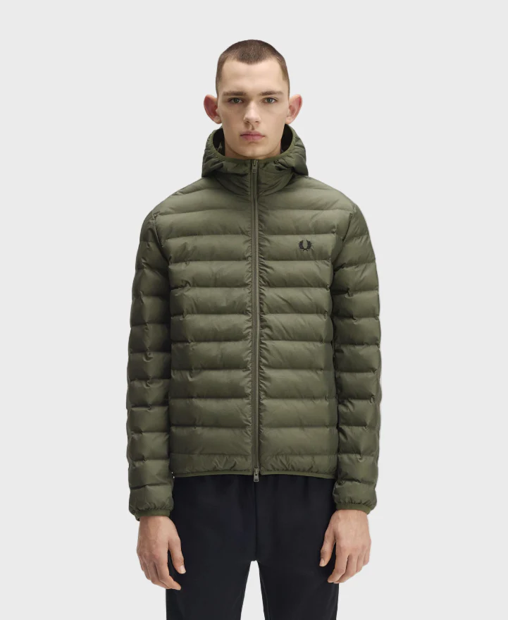 Fred Perry J8553 Hooded Insulated Jacket - X21 Laurel Wreth Green