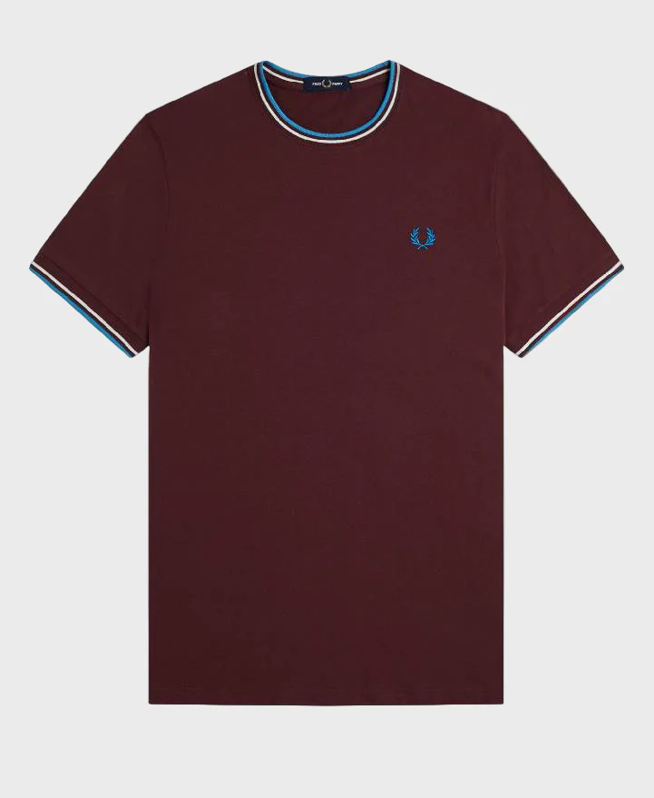 Fred Perry M1588V Twin Tipped T-Shirt Z63 Oxblood/Ecru