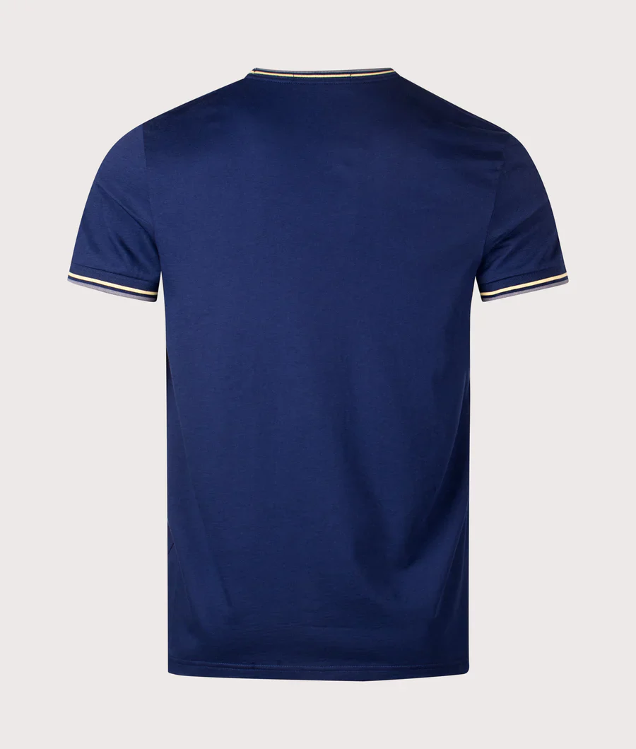 Fred Perry M1588V Twin Tipped T-Shirt - 48A French Navy/Champions Gold/Stockport Blue - Image 2