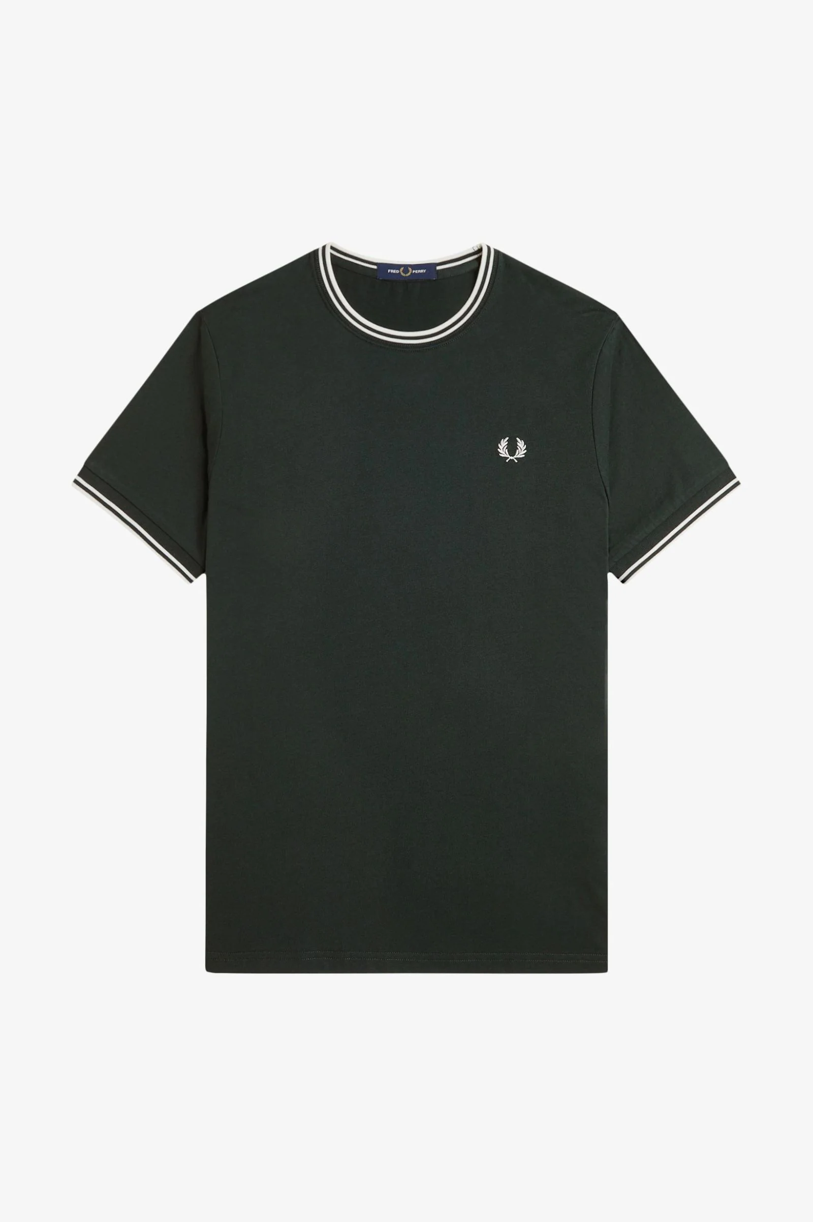 Fred Perry M1588V Twin Tipped T-Shirt - 53A Night Green/Snow White - Image 4
