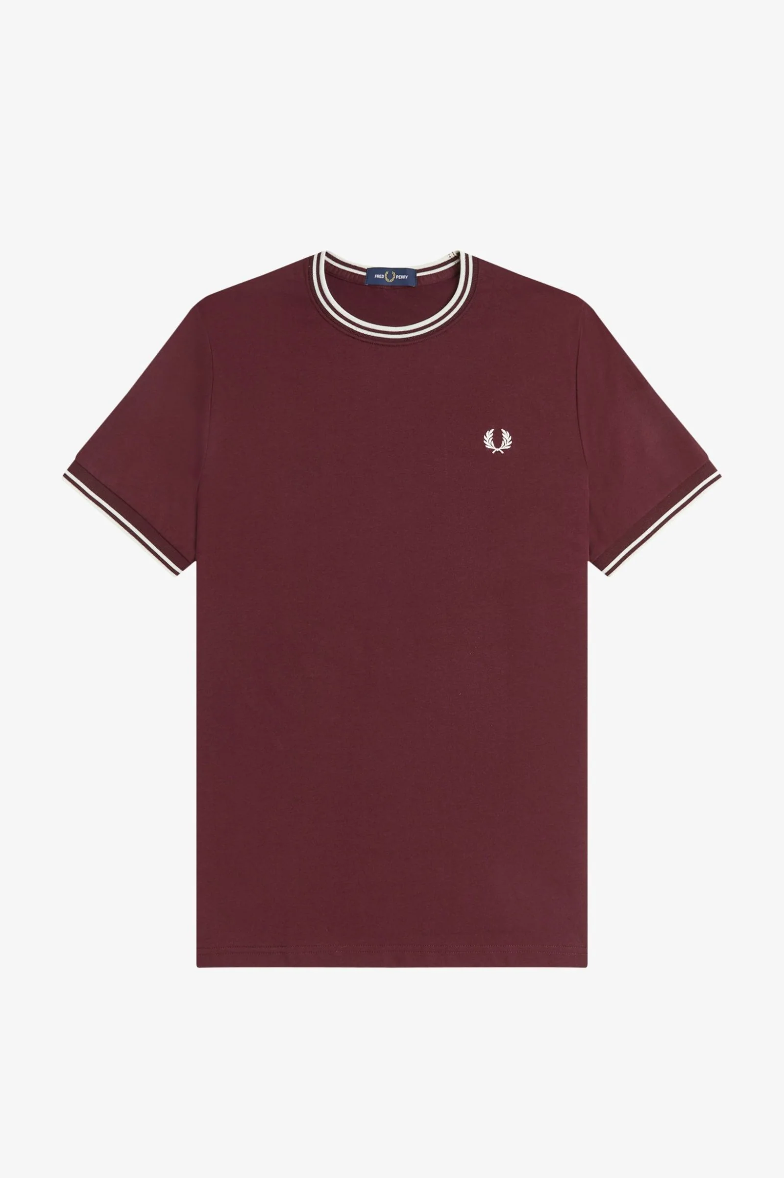 Fred Perry M1588V Twin Tipped T-Shirt - 64A Oxblood/Ecru - Image 4