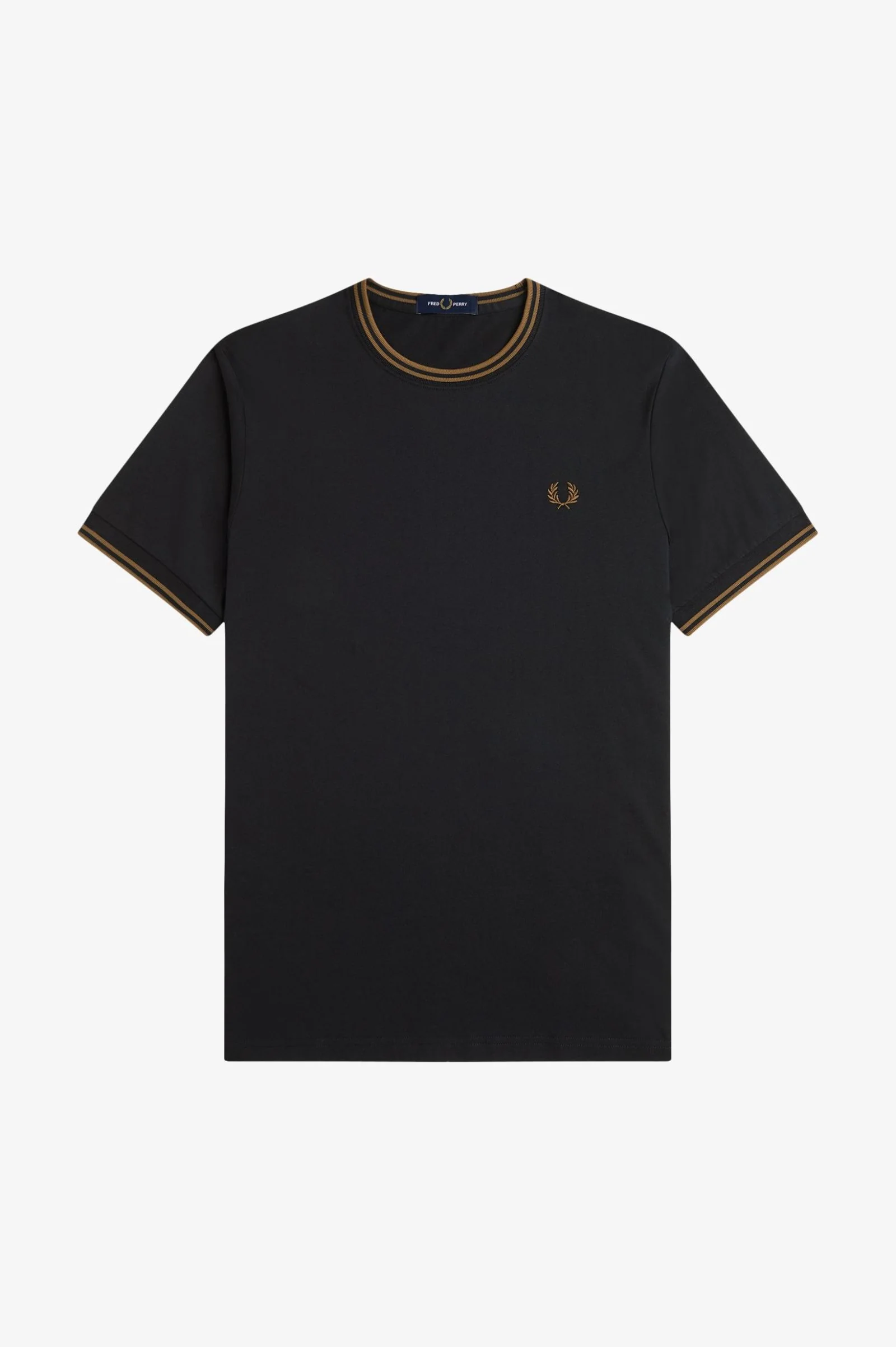Fred Perry M1588V Twin Tipped T-Shirt - Q27 Black/Shaded Stone - Image 5