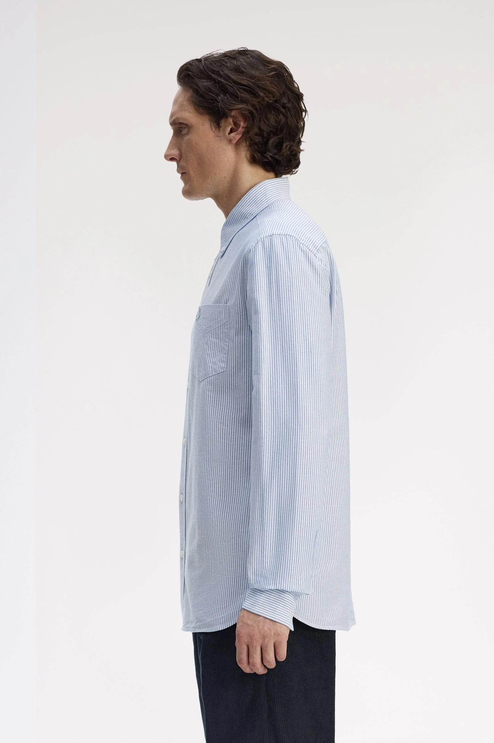 Fred Perry M1768 Oxford Stripe Shirt - 38A Blue/White - Image 2