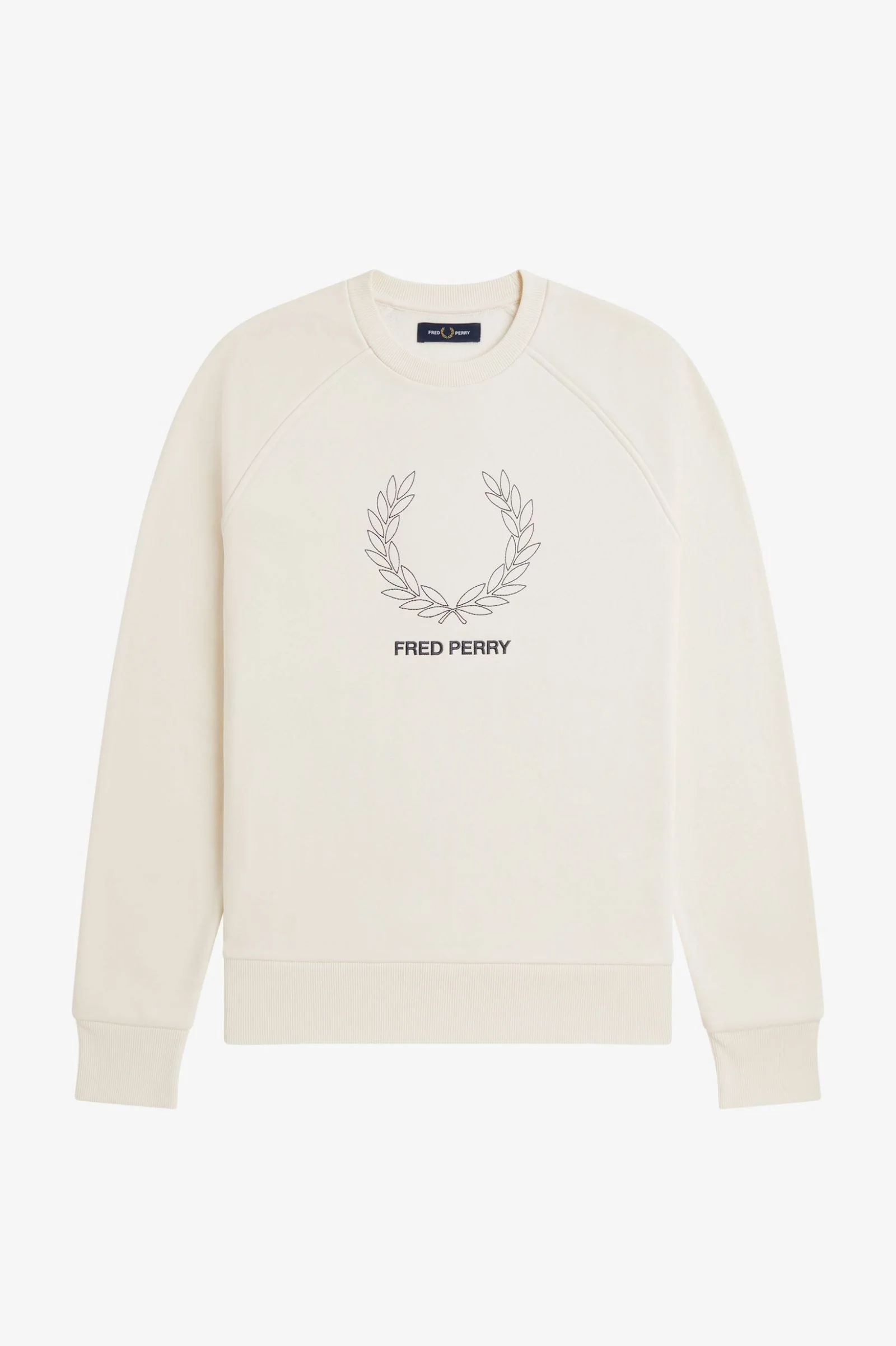 Fred Perry M1769 Outline Laurel Wreath Sweatshirt - 560 Ecru - Image 2