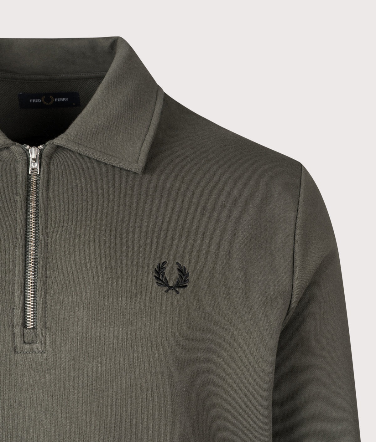 Fred Perry M2426 Half Zip Collared Sweatshirt 148 - Field Green - Image 3