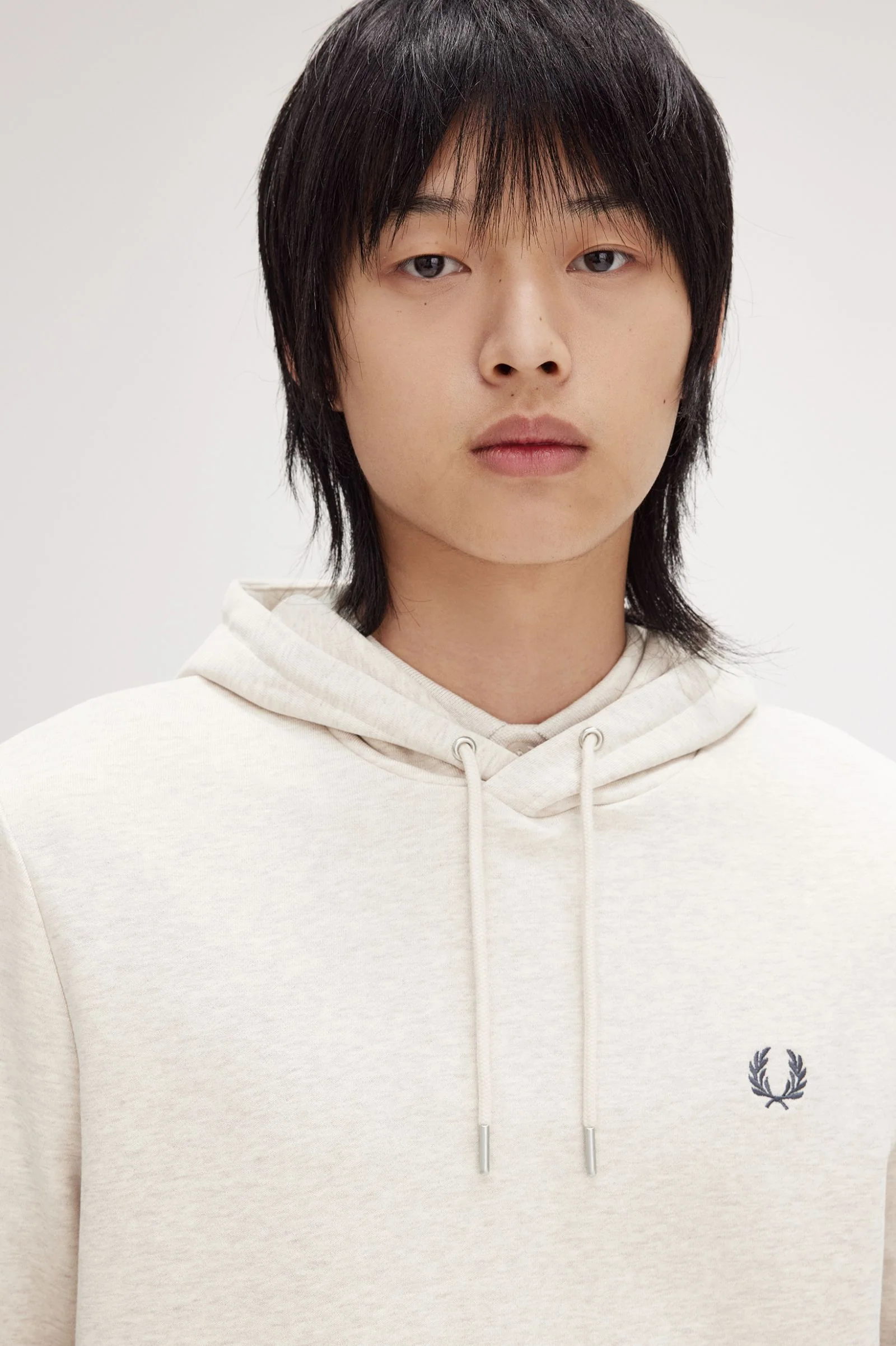Fred Perry M2643 Tipped Hoodie W50 Porridge Marl/Anchor Grey - Image 4