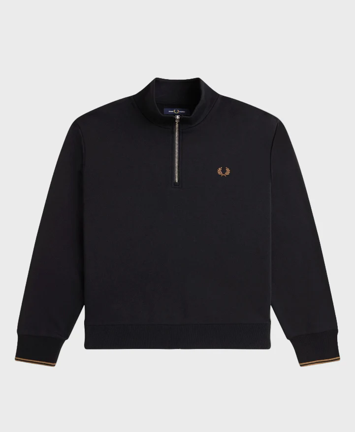Fred Perry M3574 Half Zip Sweatshirt S77 Black/Shaded Stone
