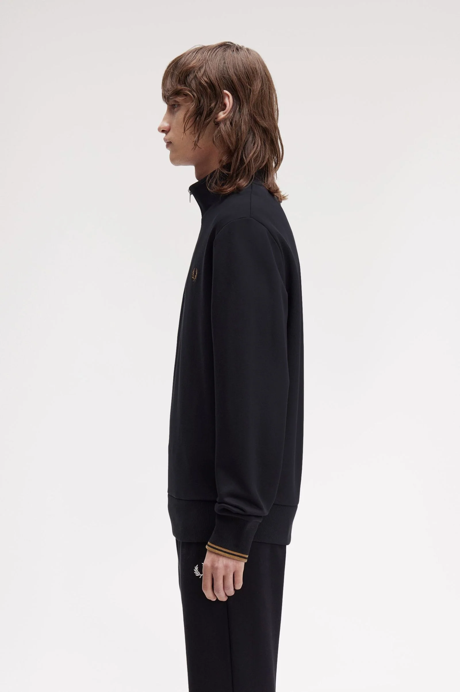 Fred Perry M3574 Half Zip Sweatshirt S77 Black/Shaded Stone - Image 5