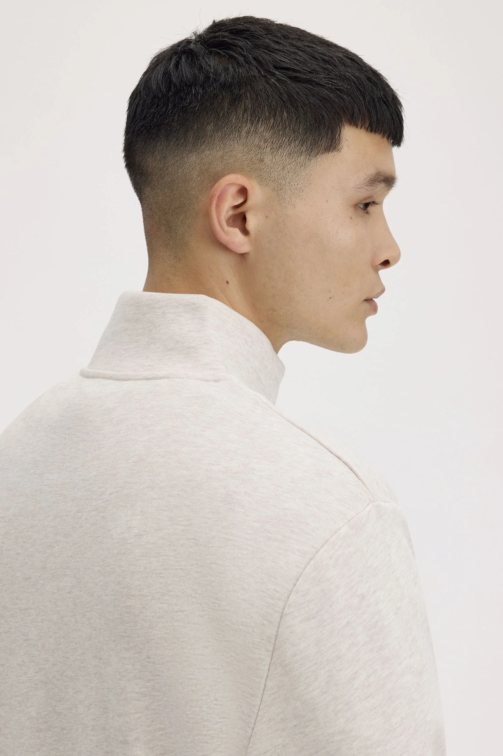 Fred Perry M3574 Half Zip Sweatshirt W50 Porridge Marl - Image 7