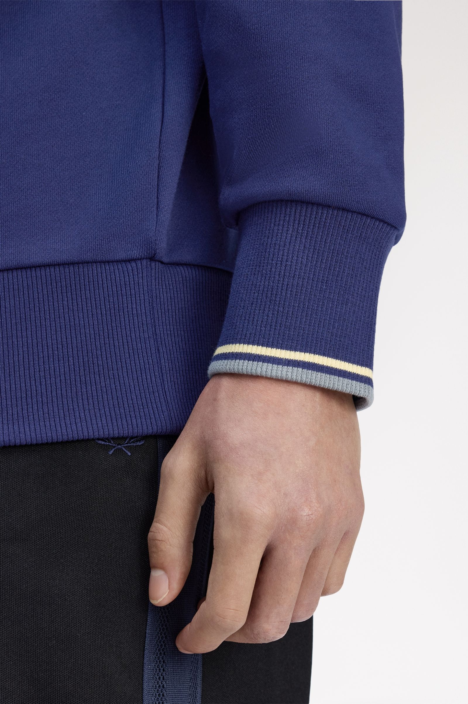 Fred Perry M3574 Half Zip Sweatshirt - 48A French Navy/Champion's Gold - Image 2