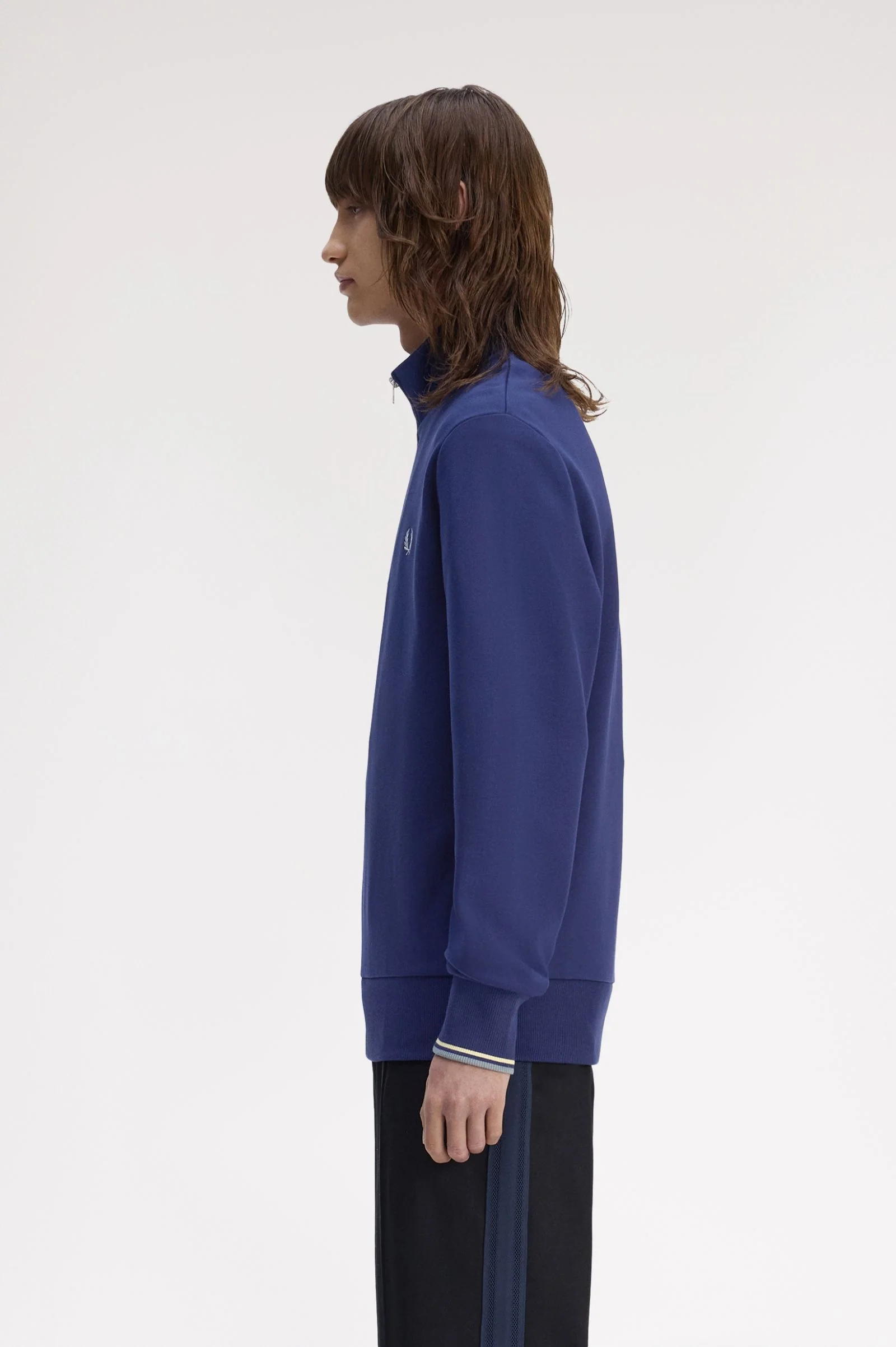 Fred Perry M3574 Half Zip Sweatshirt - 48A French Navy/Champion's Gold - Image 4
