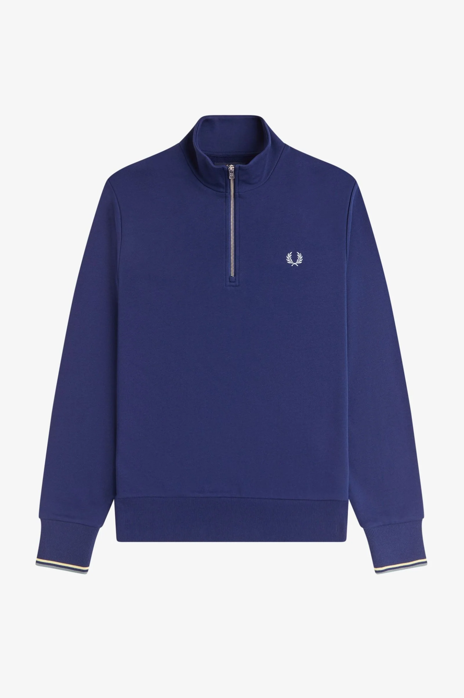 Fred Perry M3574 Half Zip Sweatshirt - 48A French Navy/Champion's Gold - Image 5